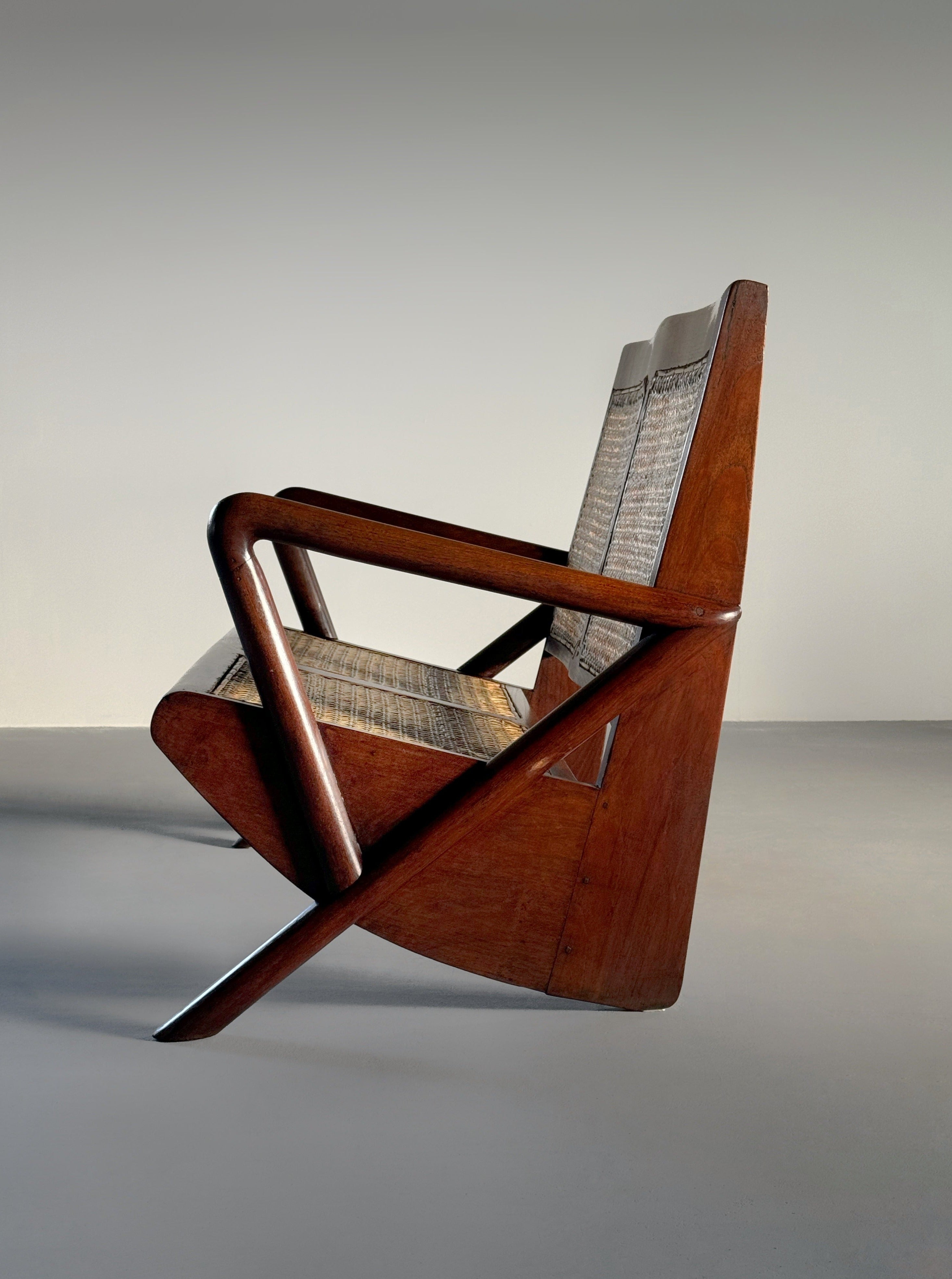 Rustic wooden sofa France 1950s