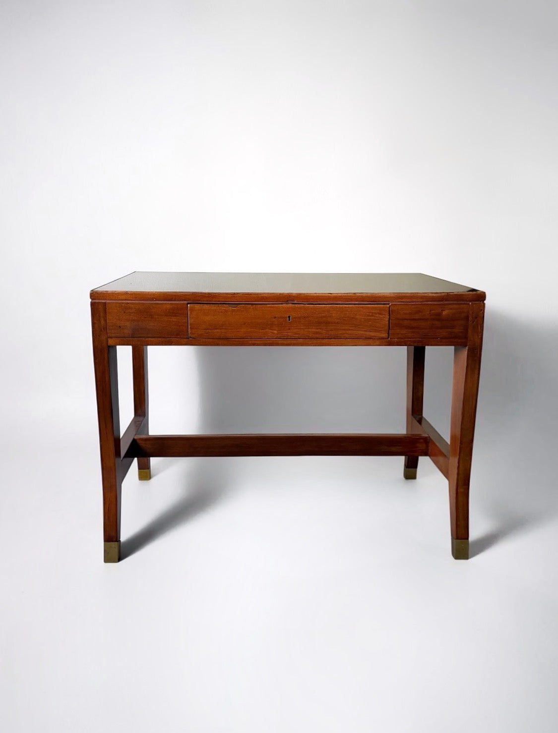 Desk in Walnut and Glass with Brass by Gio Ponti for BNL, Italy 1950s