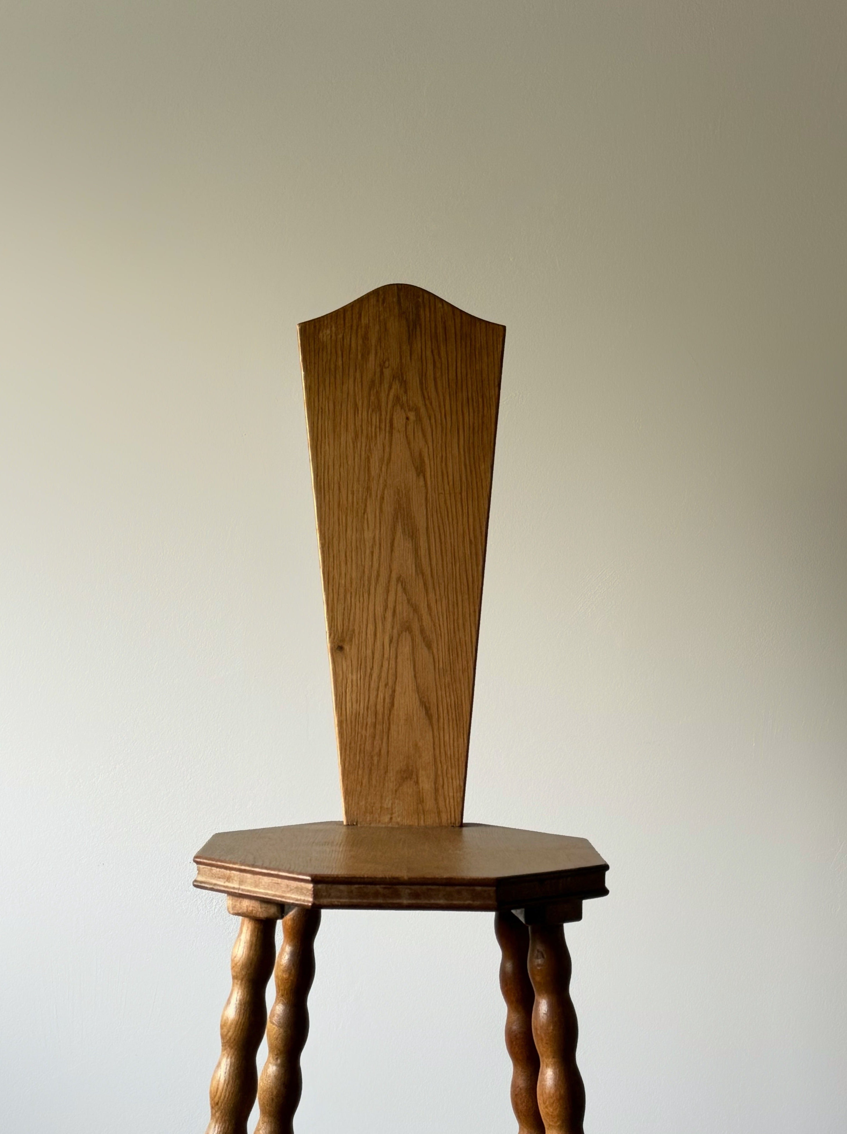 Sculptural Patinated Oak Spinning Chairs, Early 20th Century