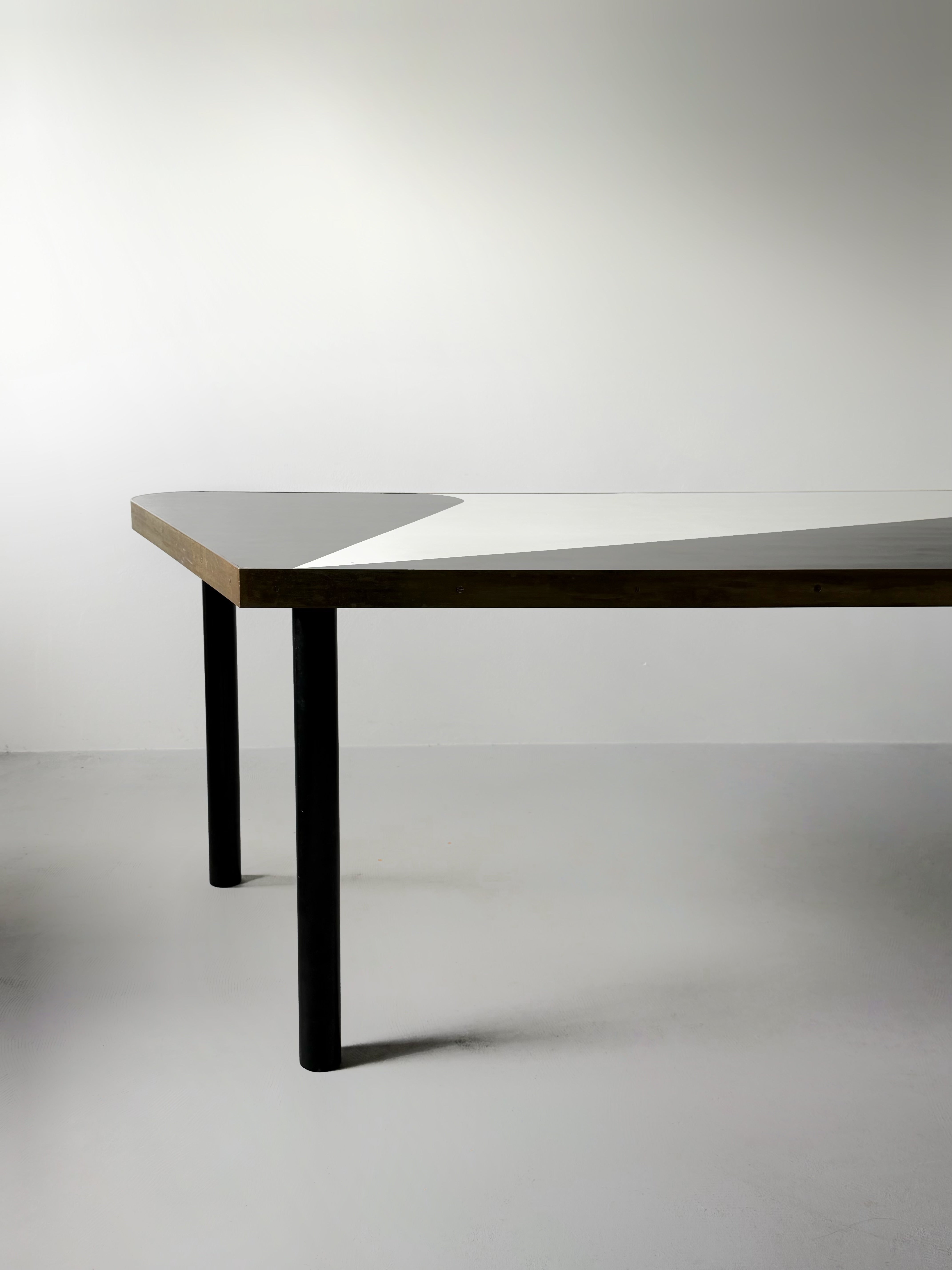 Vintage Table with Brass-Bound Edges