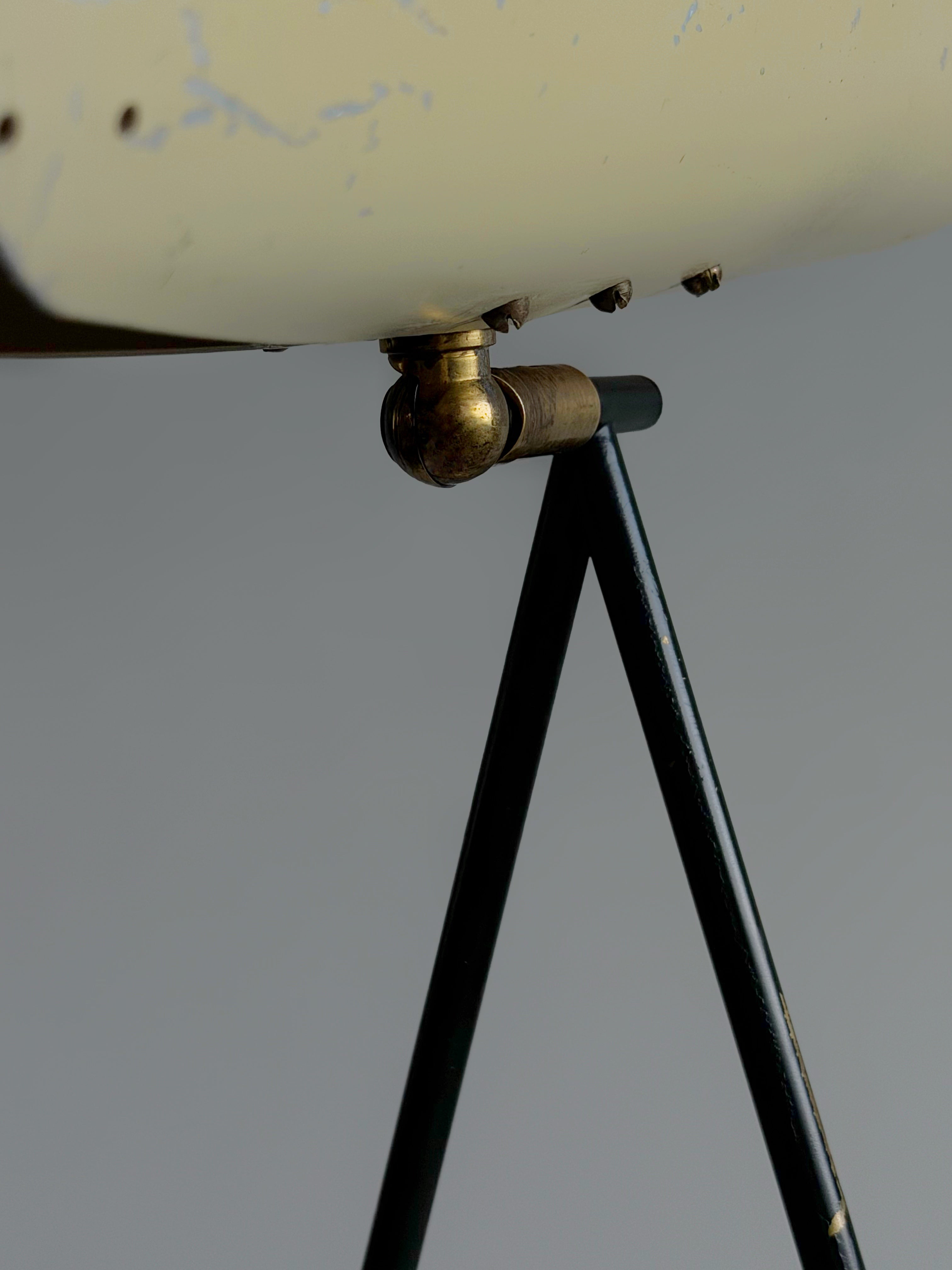 White and Brass Table Lamp 1950s Stilux Italy