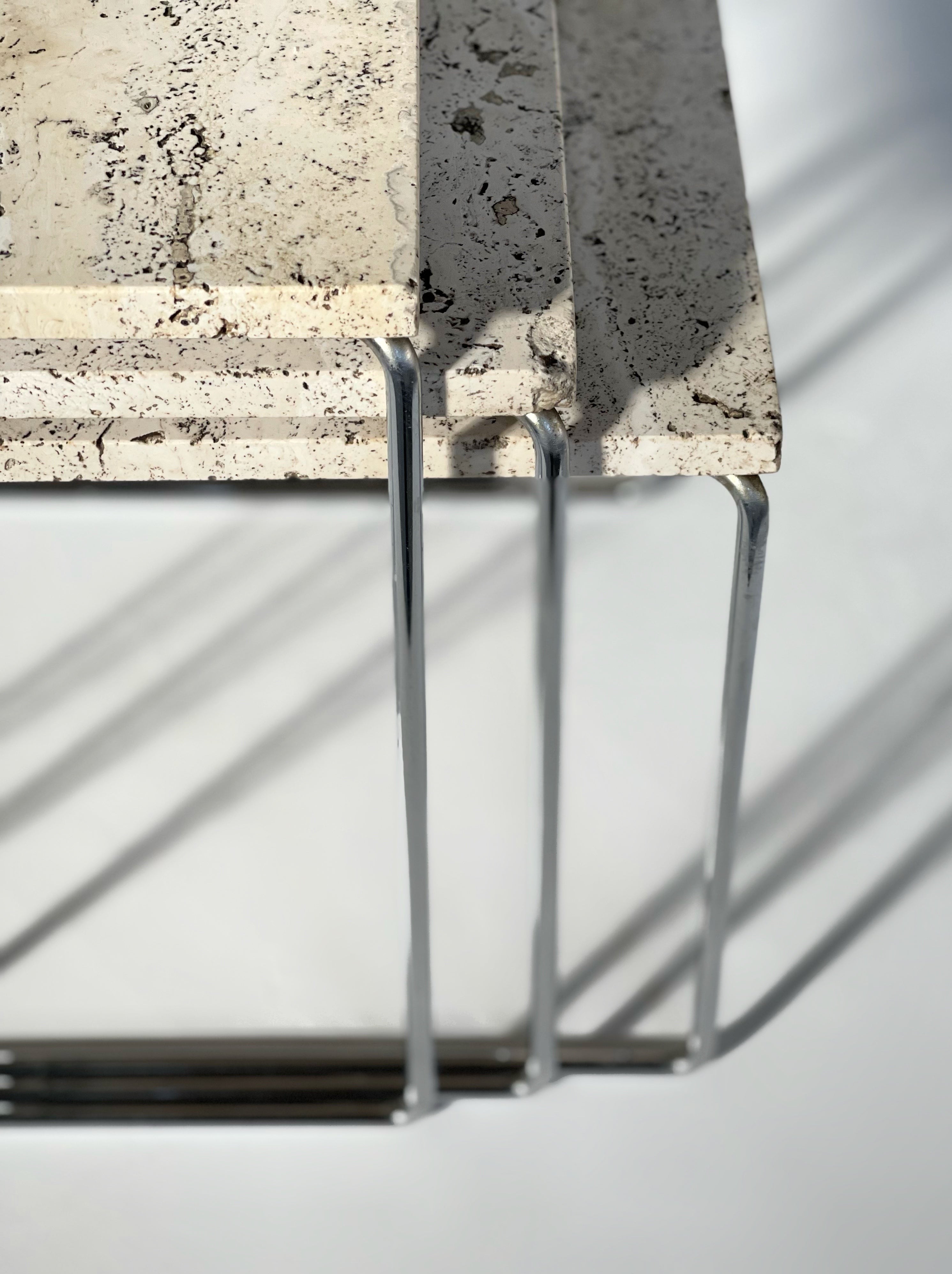 Set of 3 travertine nesting tables