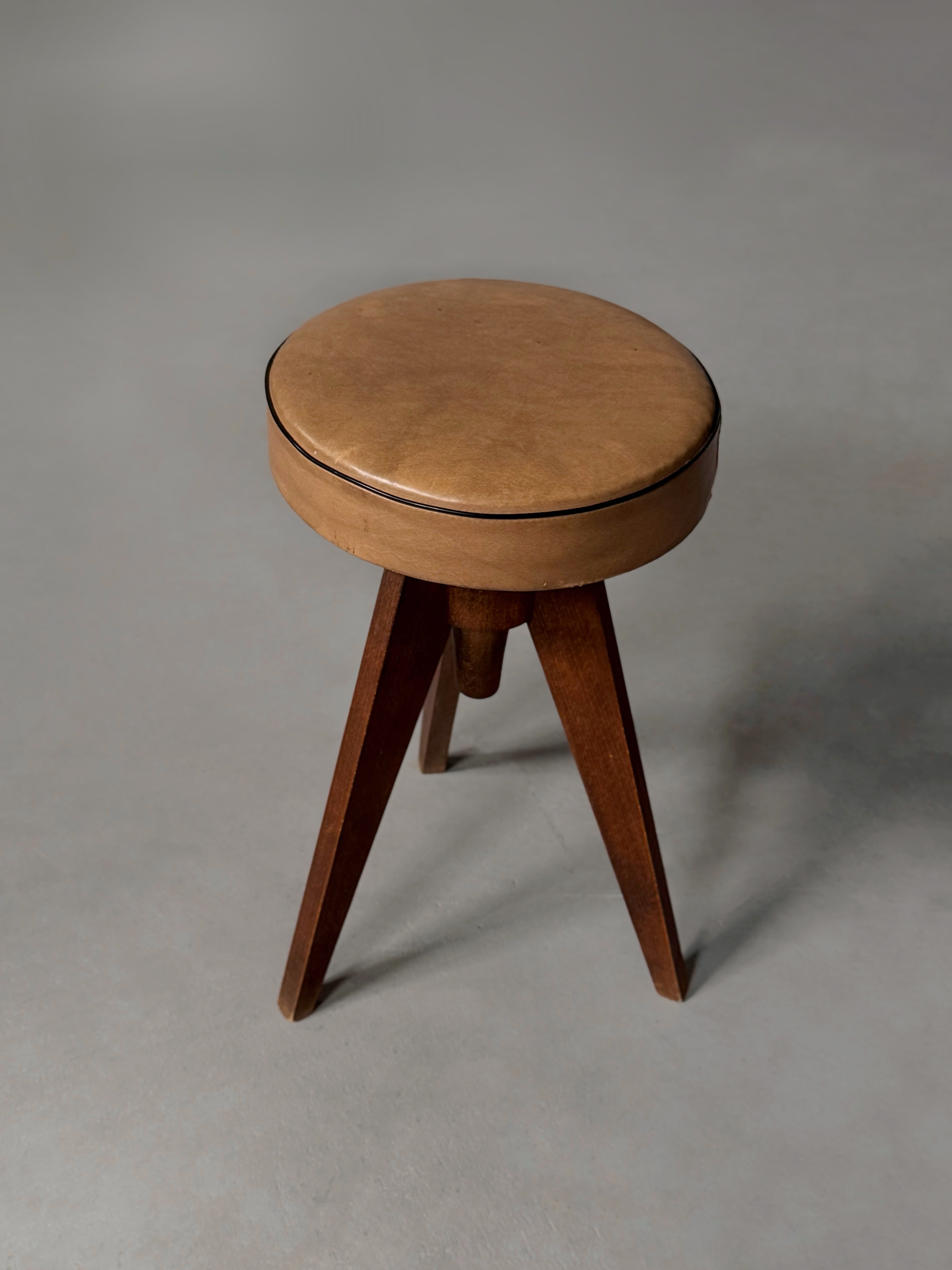 Tripod Adjustable Stool, France 1950s