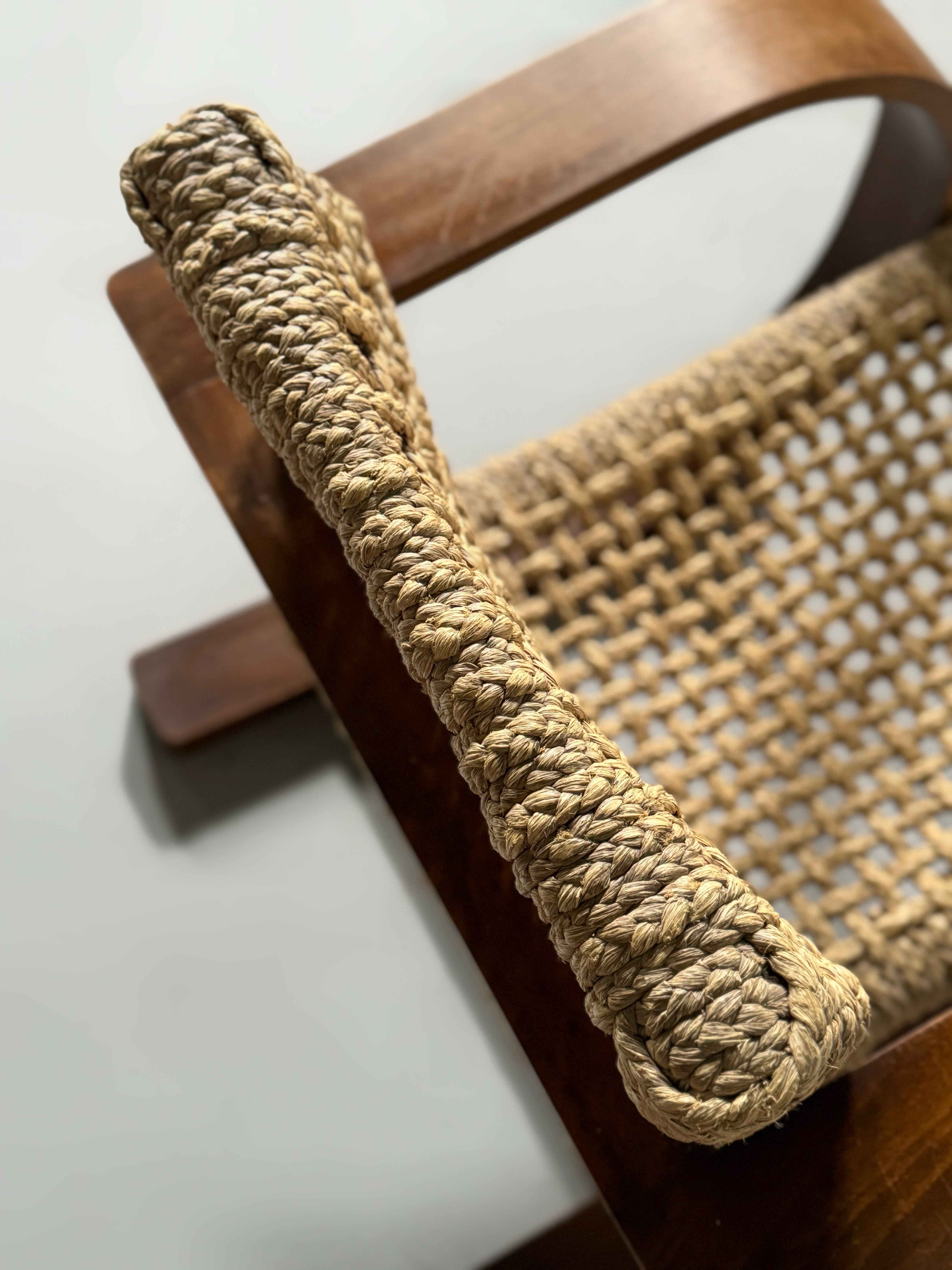 Rope Lounge Chair by Adrien Audoux & Frida Minet for Vibo Vesoul, France, 1940s