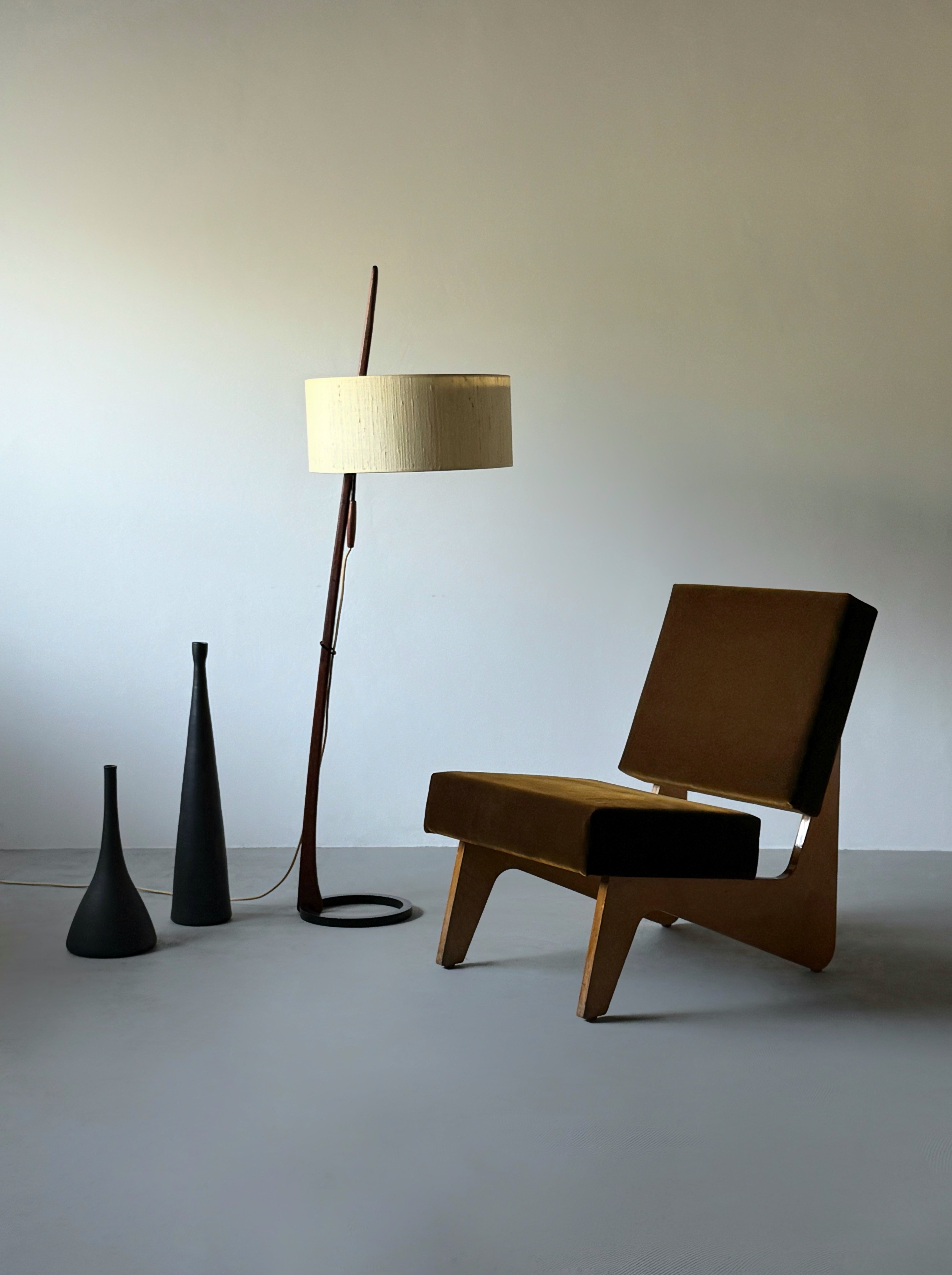 Vintage Adjustable Lampshade Floor Lamp 1950s