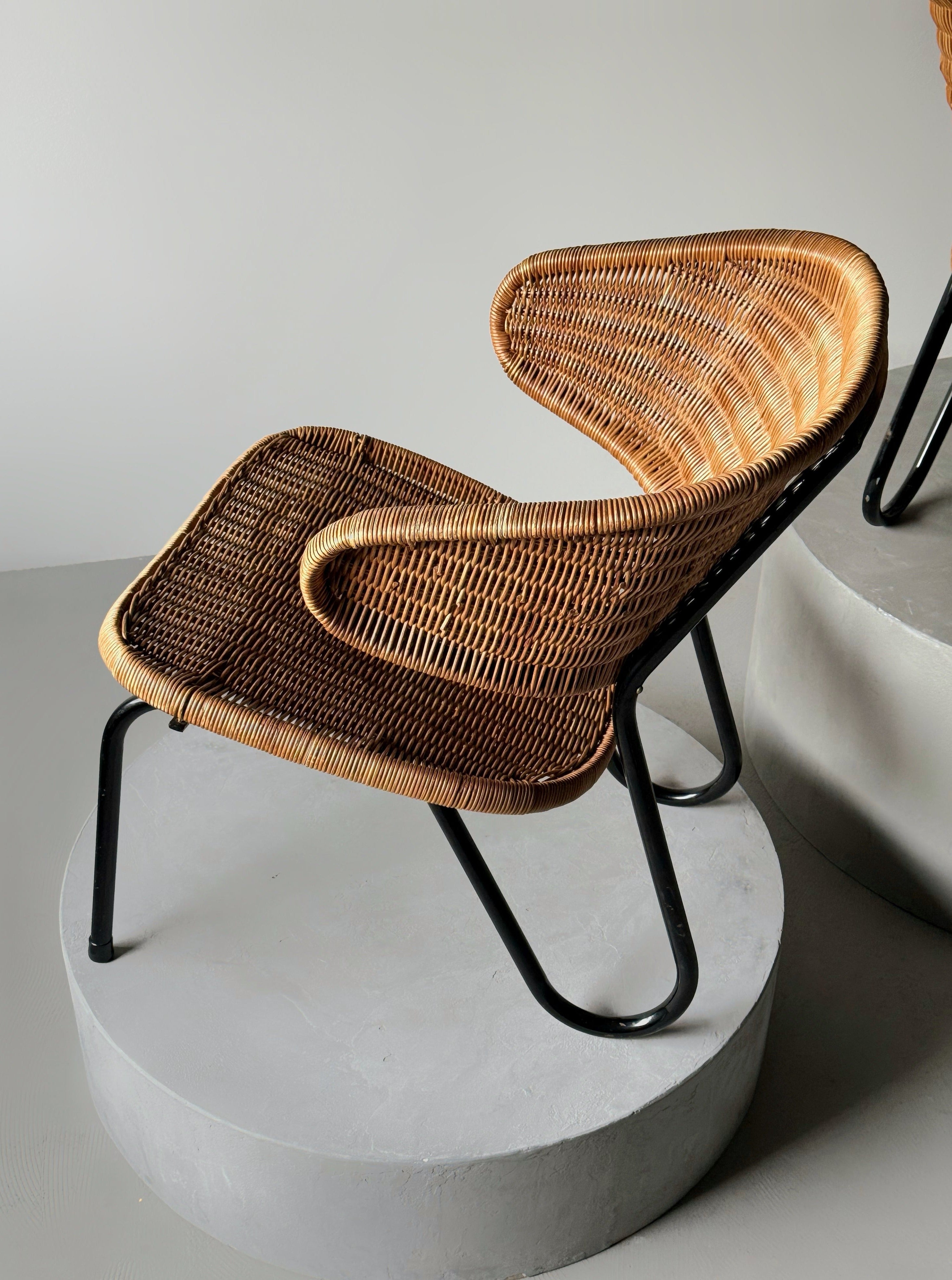 Set of 2 Easy Chair in Rattan by Dirk Van Slighted