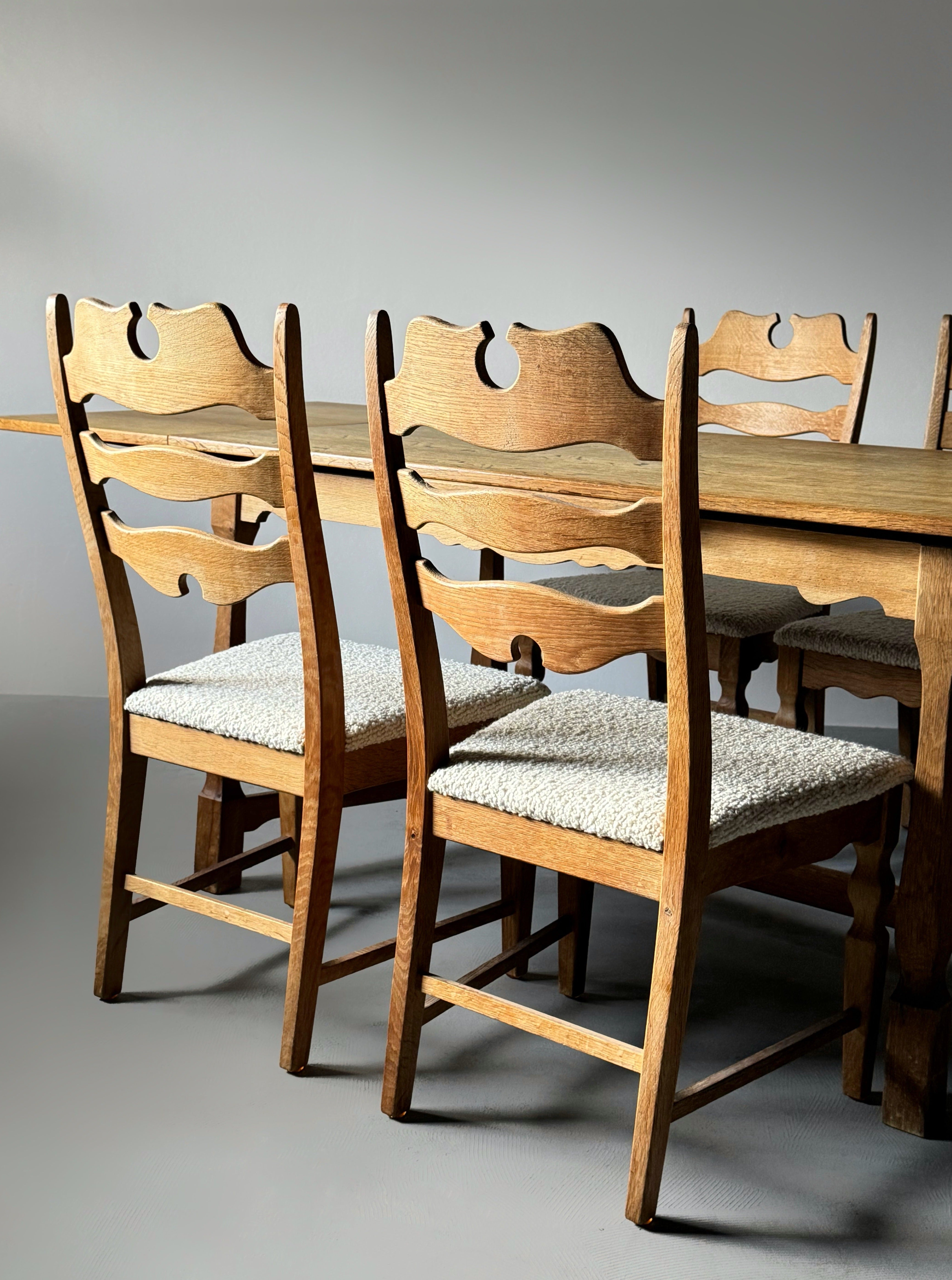 Oak Table & Dining Chairs by Henning Kjaernulf