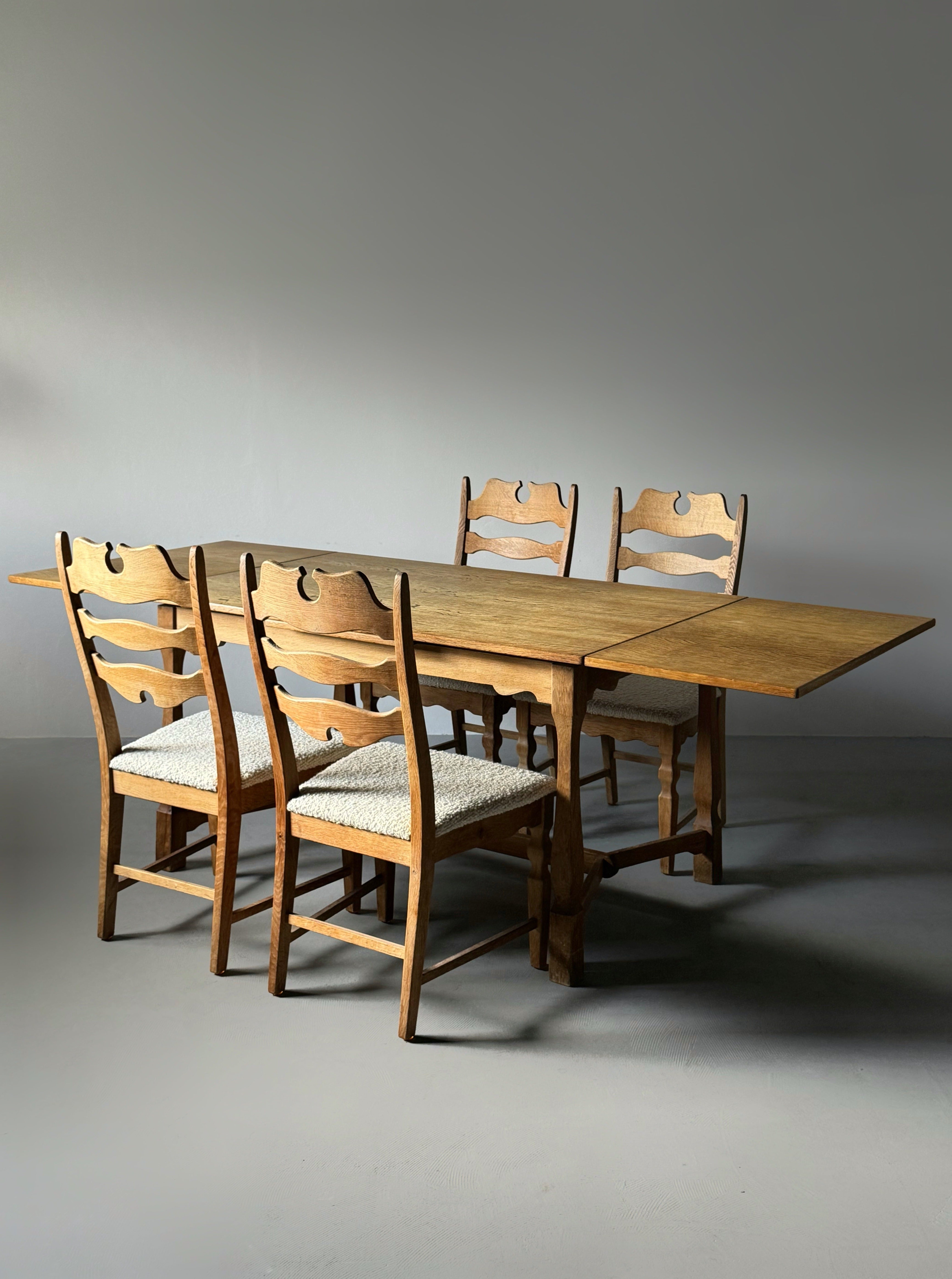 Oak Table & Dining Chairs by Henning Kjaernulf