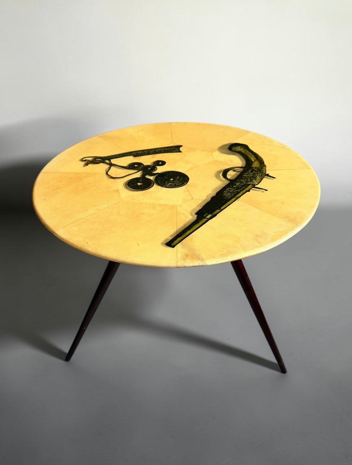 Side Table by Aldo Tura, an early lithograph and goat skin, Italy 1950s