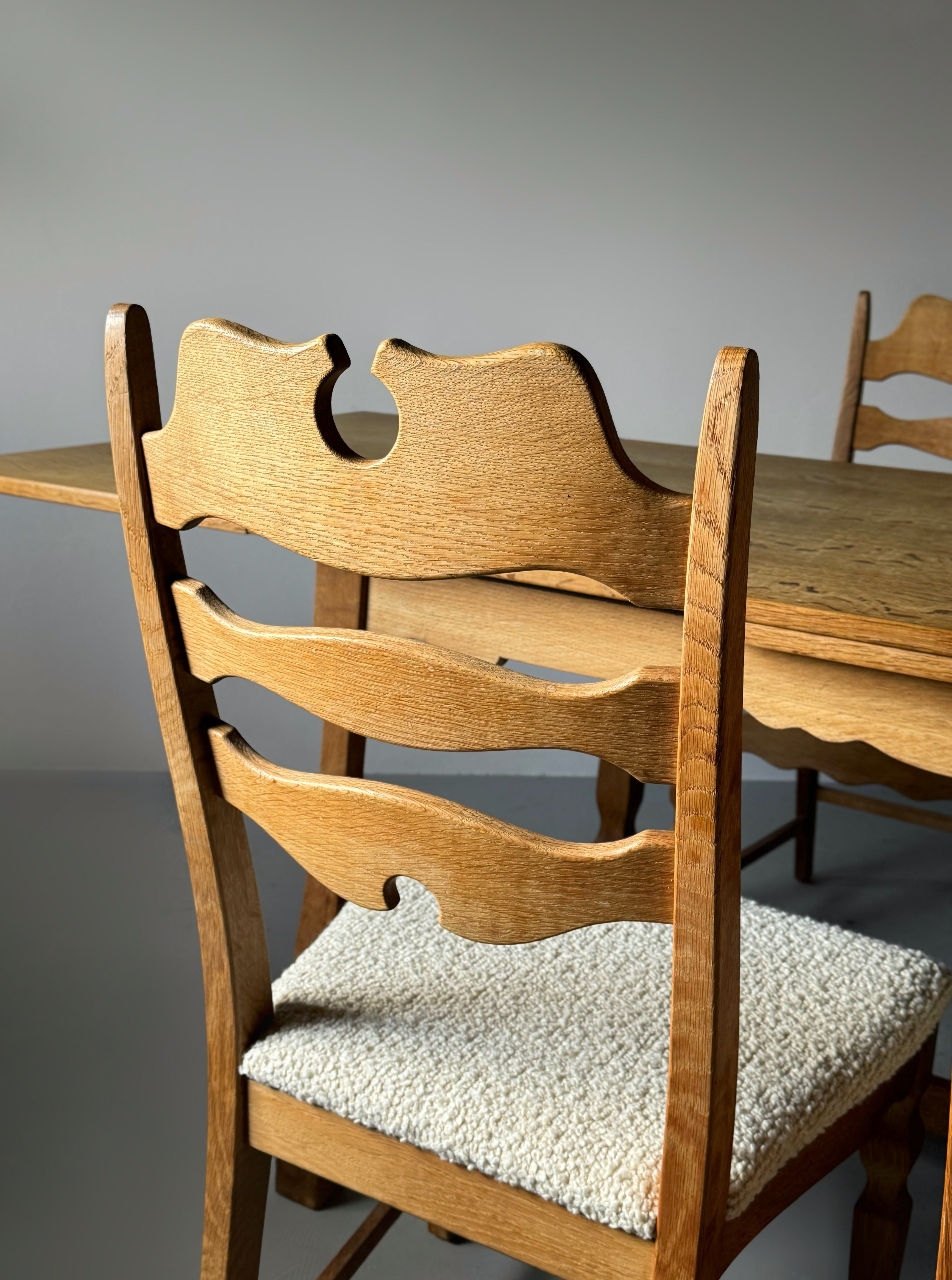Oak Table & Dining Chairs by Henning Kjaernulf