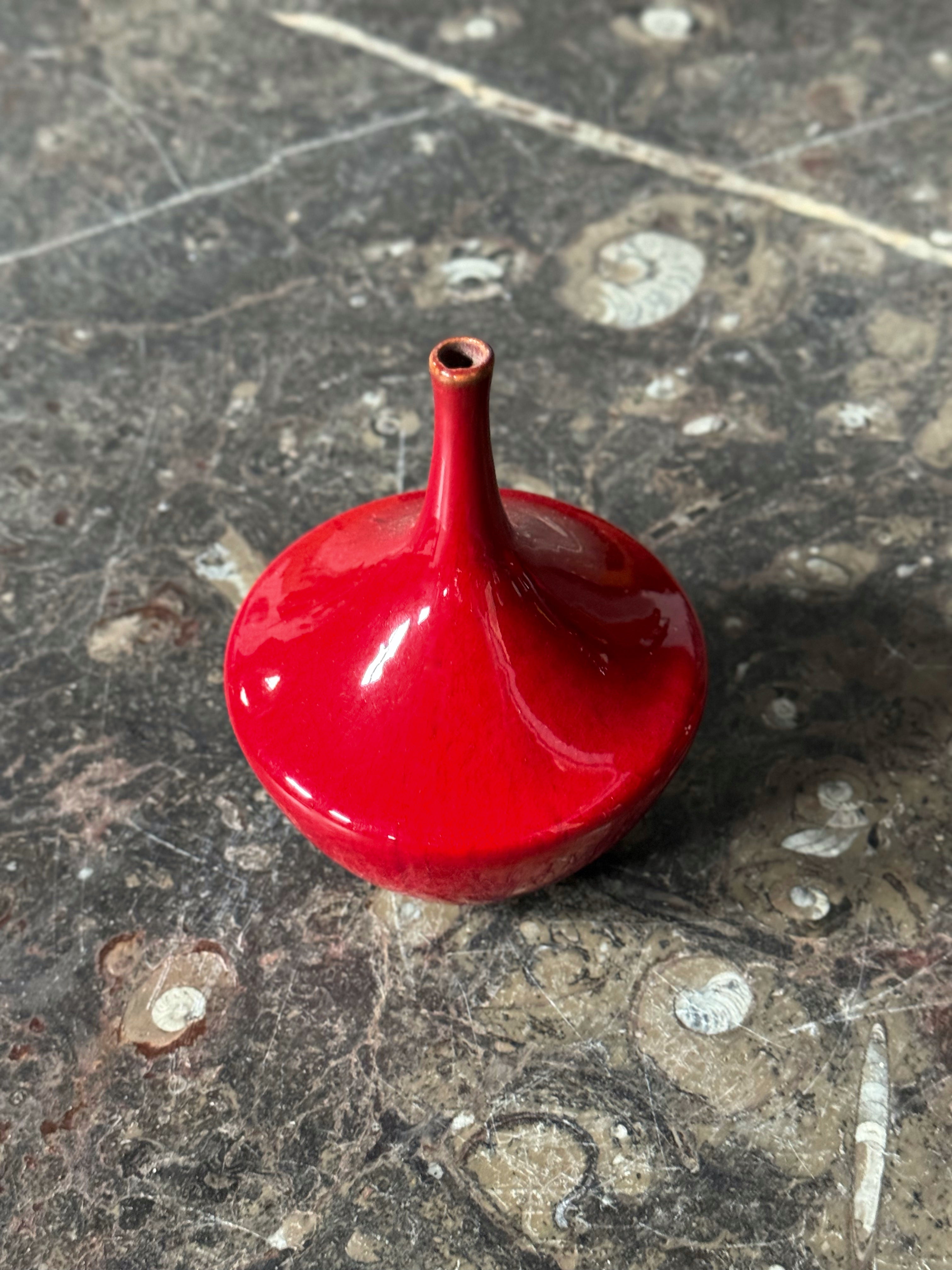 Red-Glazed Tapered Vase by Roger Vandeweghe for Amphora, Belgium 1960s