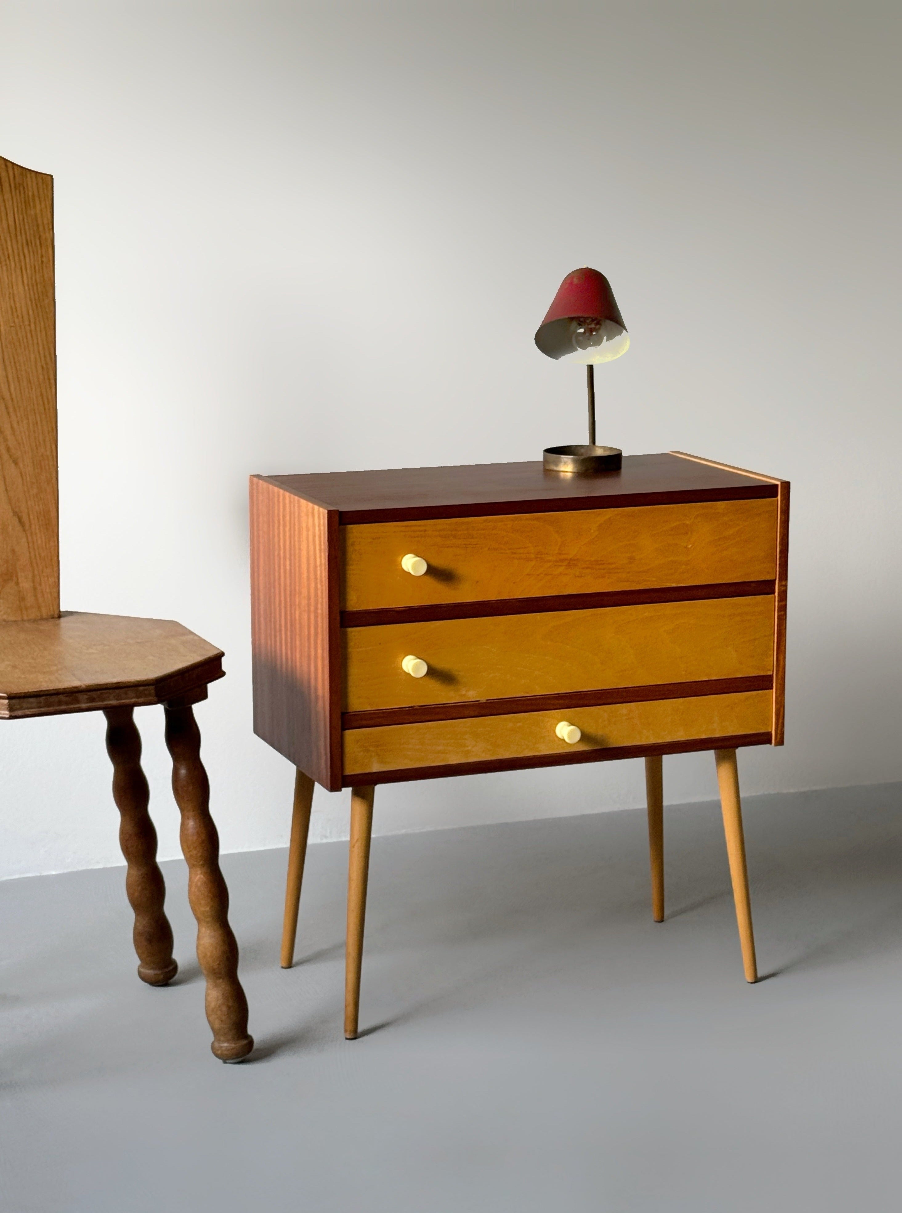 Midcentury Modern Sewing Box with swivel drawer storage, 1960s