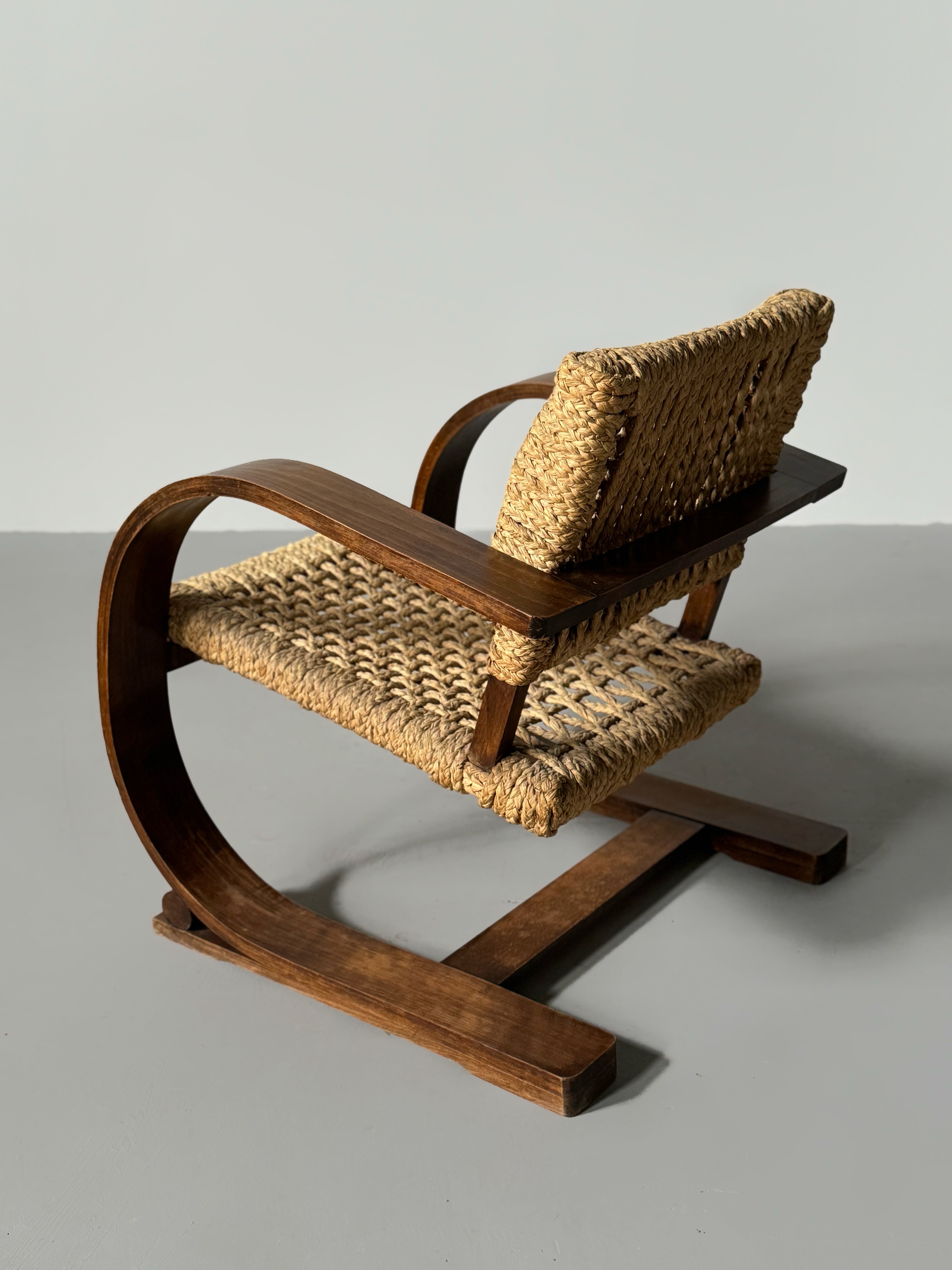 Rope Lounge Chair by Adrien Audoux & Frida Minet for Vibo Vesoul, France, 1940s