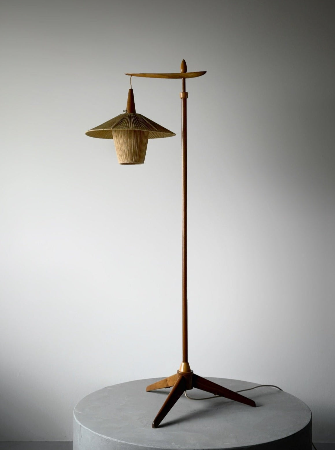 Floor lamp with cord shade manufactured by Temde Leuchten
