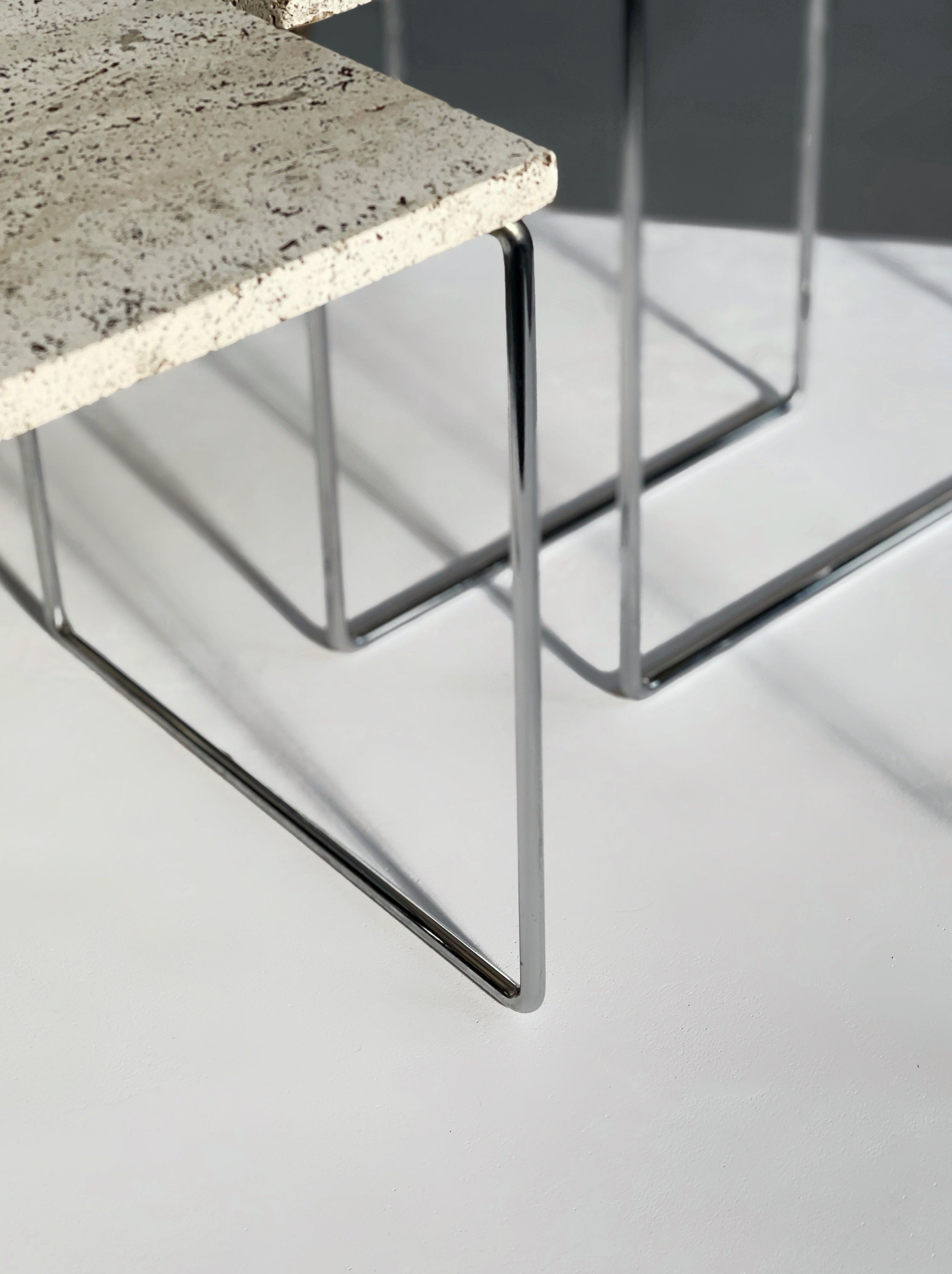 Set of 3 travertine nesting tables