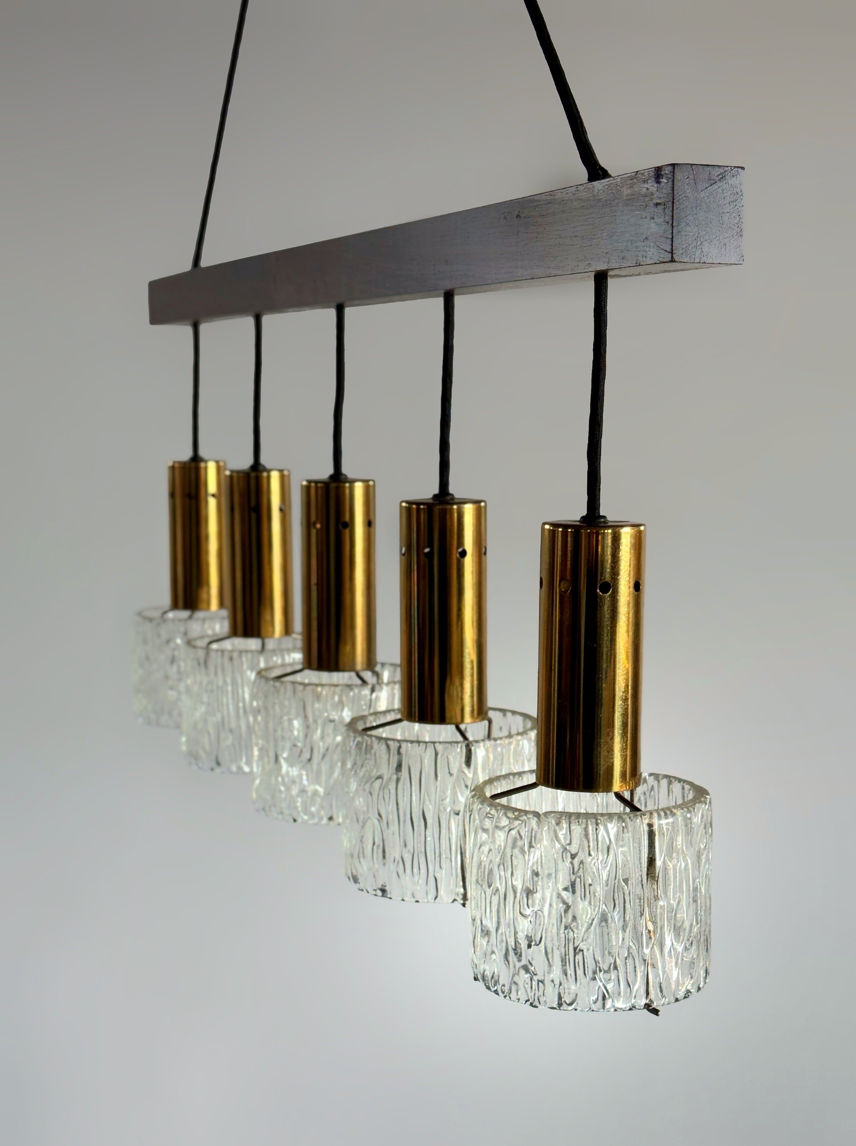 Carl Fagerlund Brass & Crystal Pendant Lamp