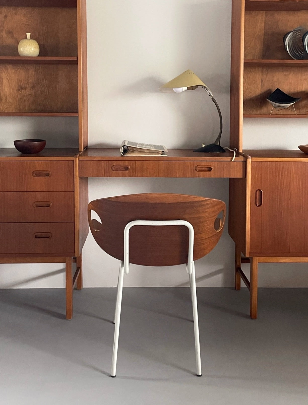 Swedish Bookcase system with desk in teak
