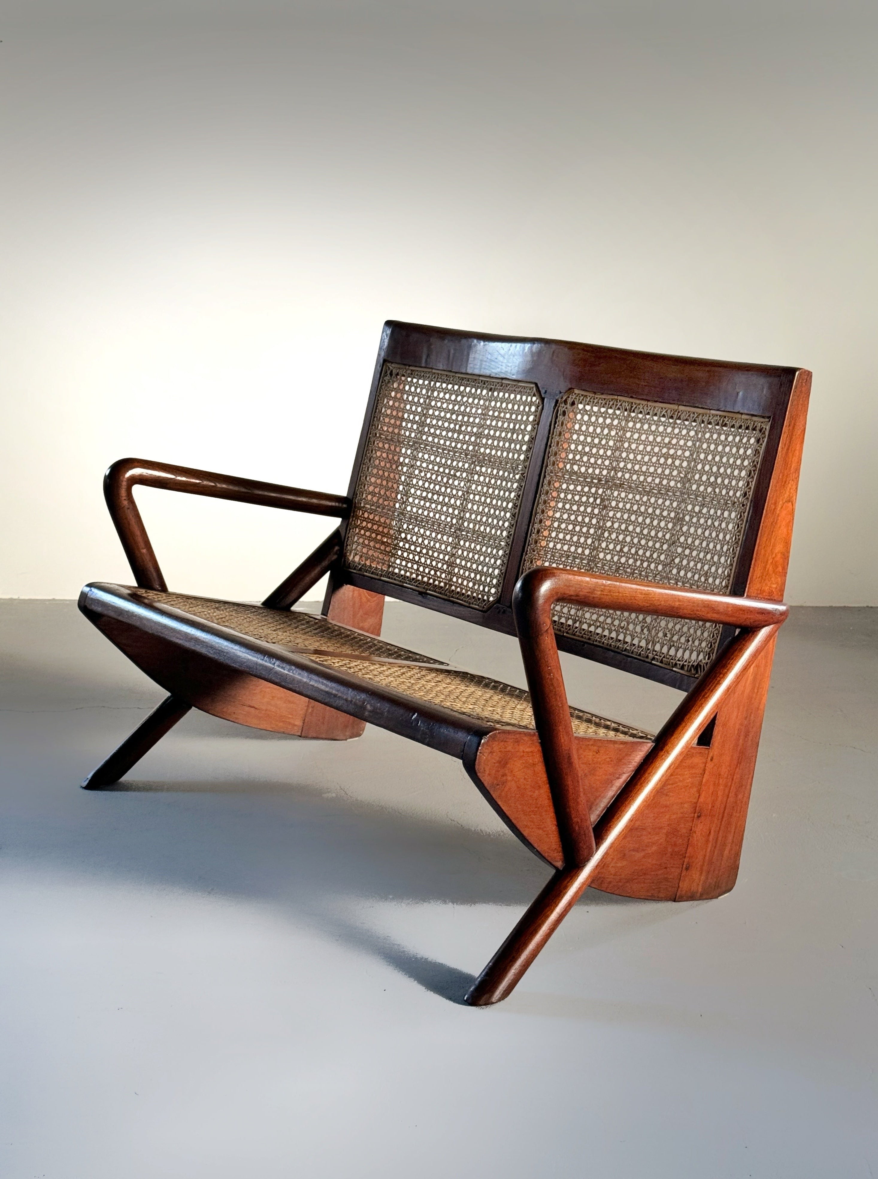 Rustic wooden sofa France 1950s