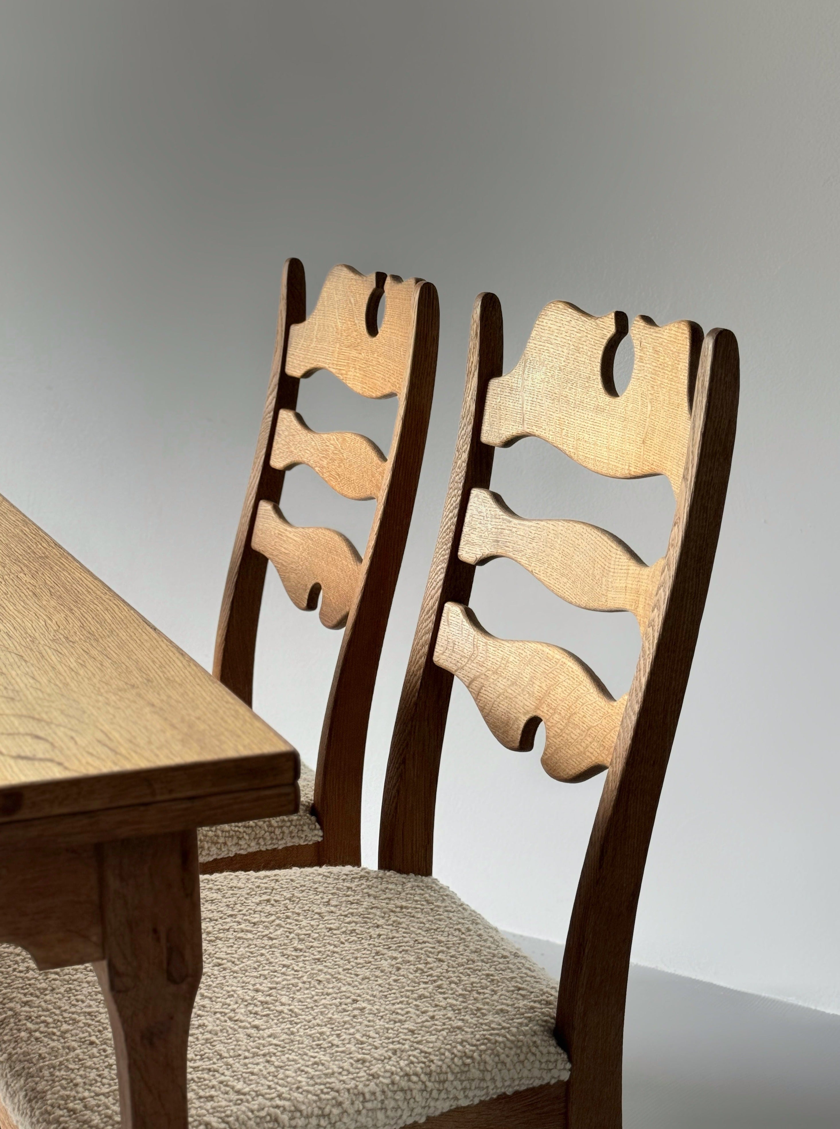 Oak Table & Dining Chairs by Henning Kjaernulf