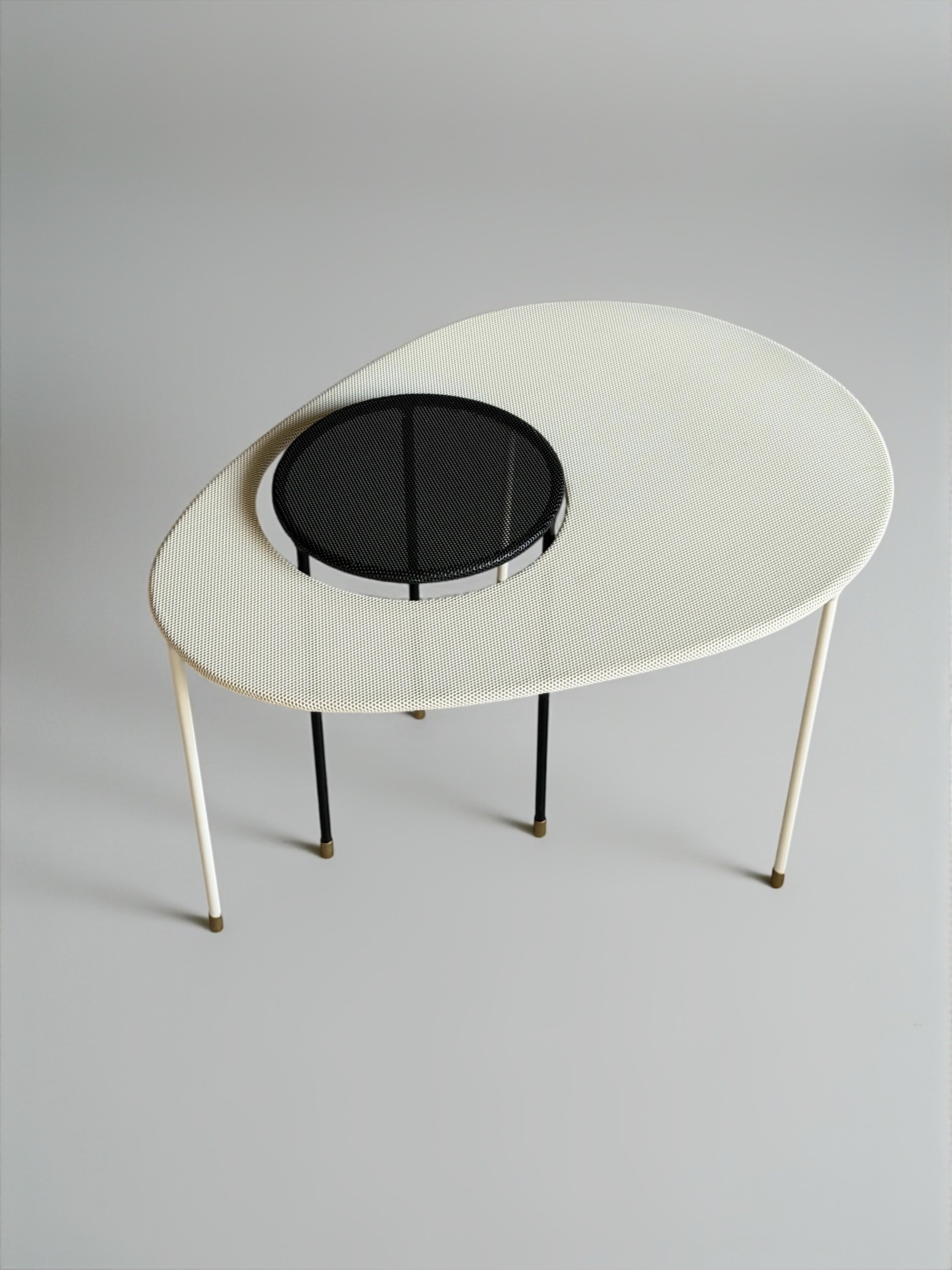 Kangaroo side tables by Mathieu Mategot set of two in black & White for Gubi