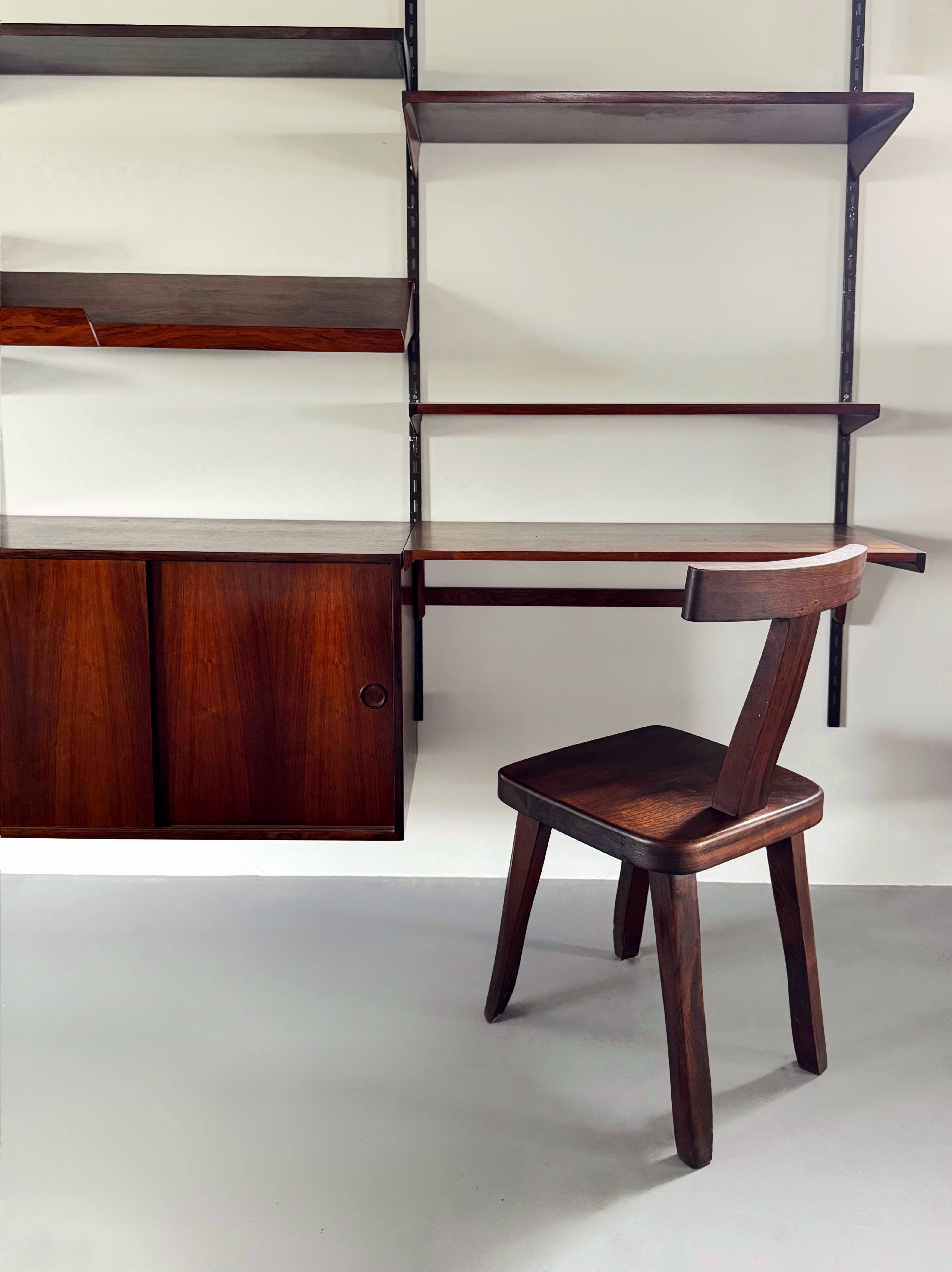 Sculptural Side Chairs in stained Elm, France 1960s