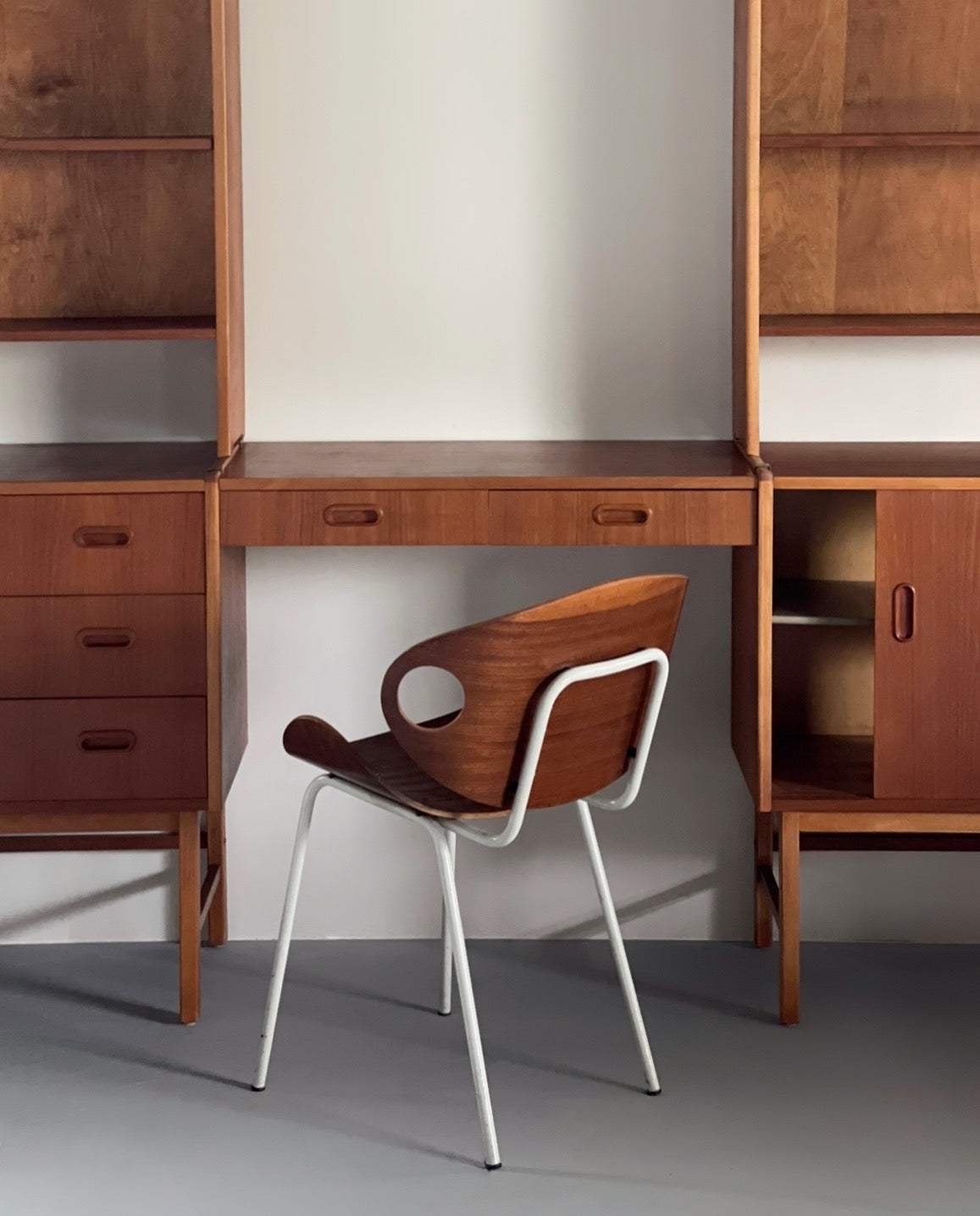 Swedish Bookcase system with desk in teak