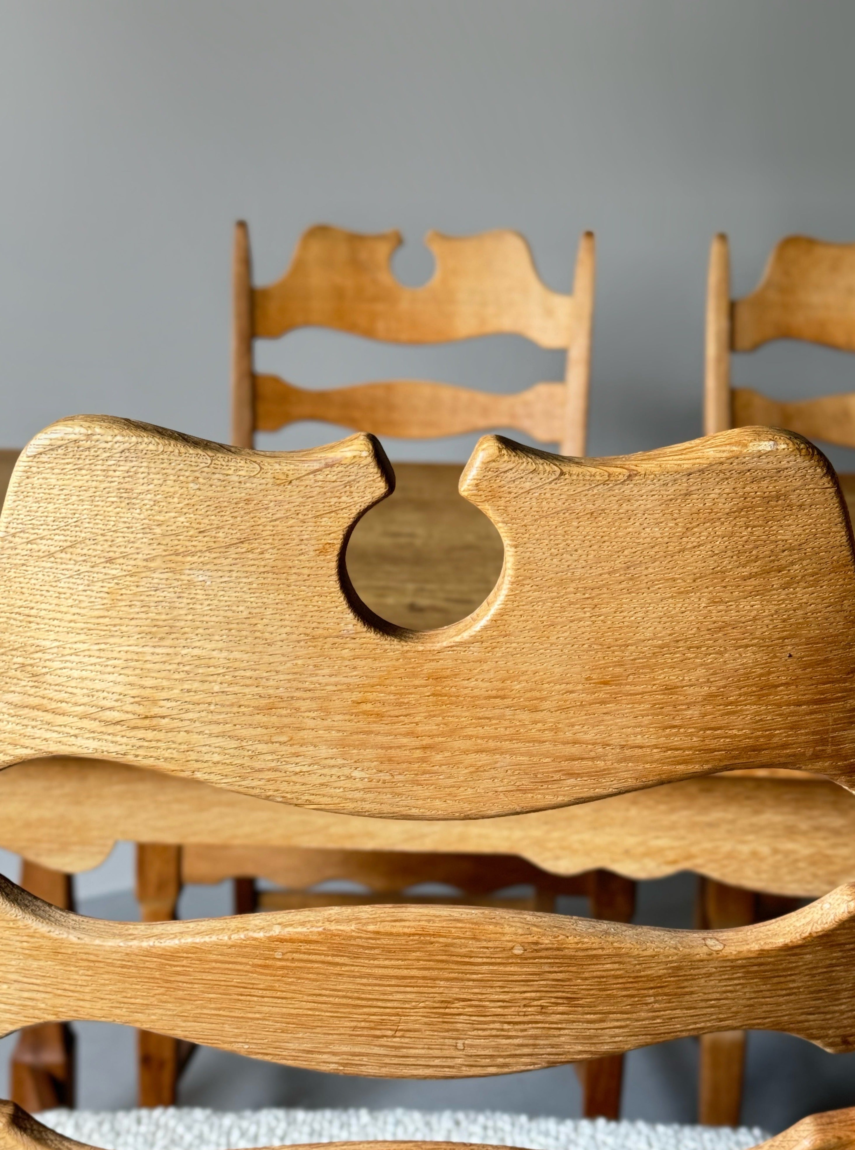 Oak Table & Dining Chairs by Henning Kjaernulf