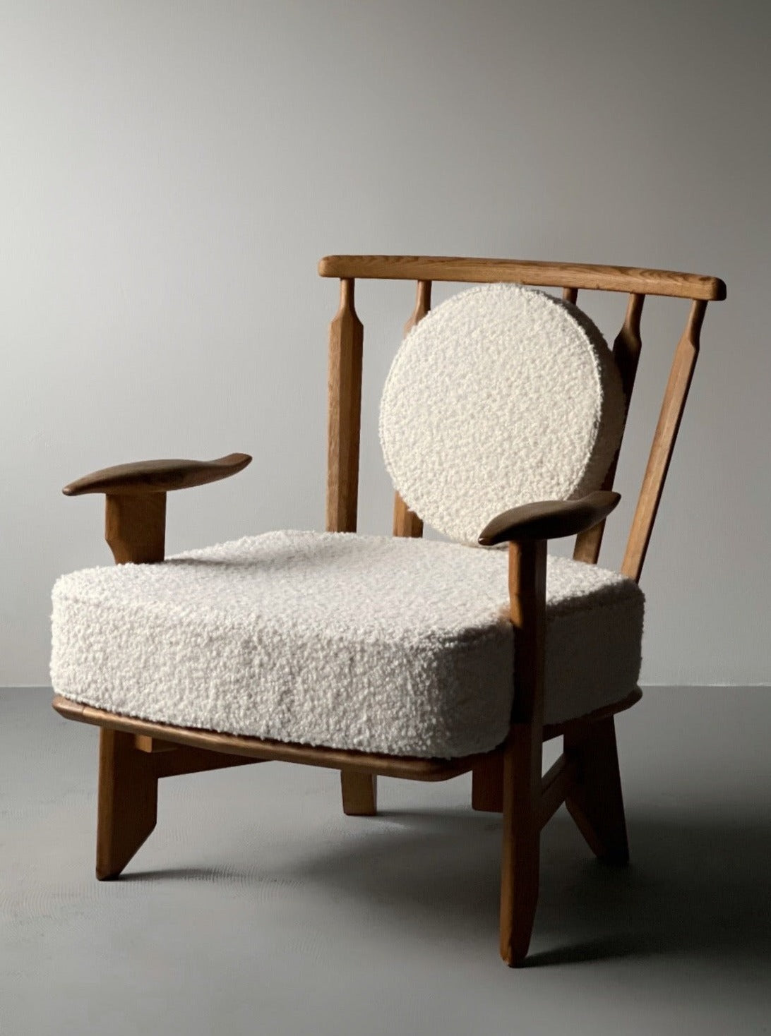 Armchair in oak by Guillerme et Chambron