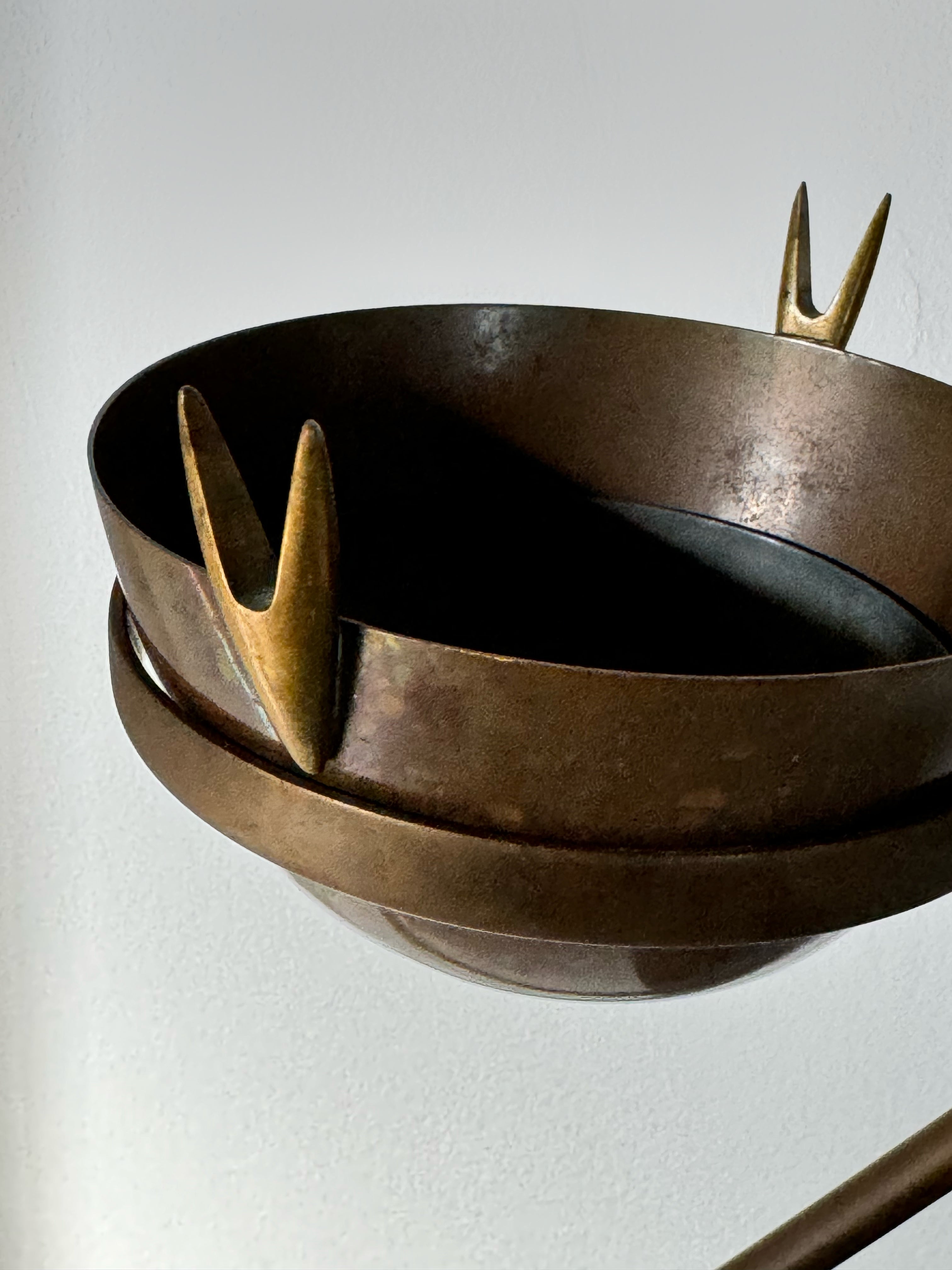 Vintage Brass and Copper Floor Ashtray by Carl Auböck, Austria, 1954