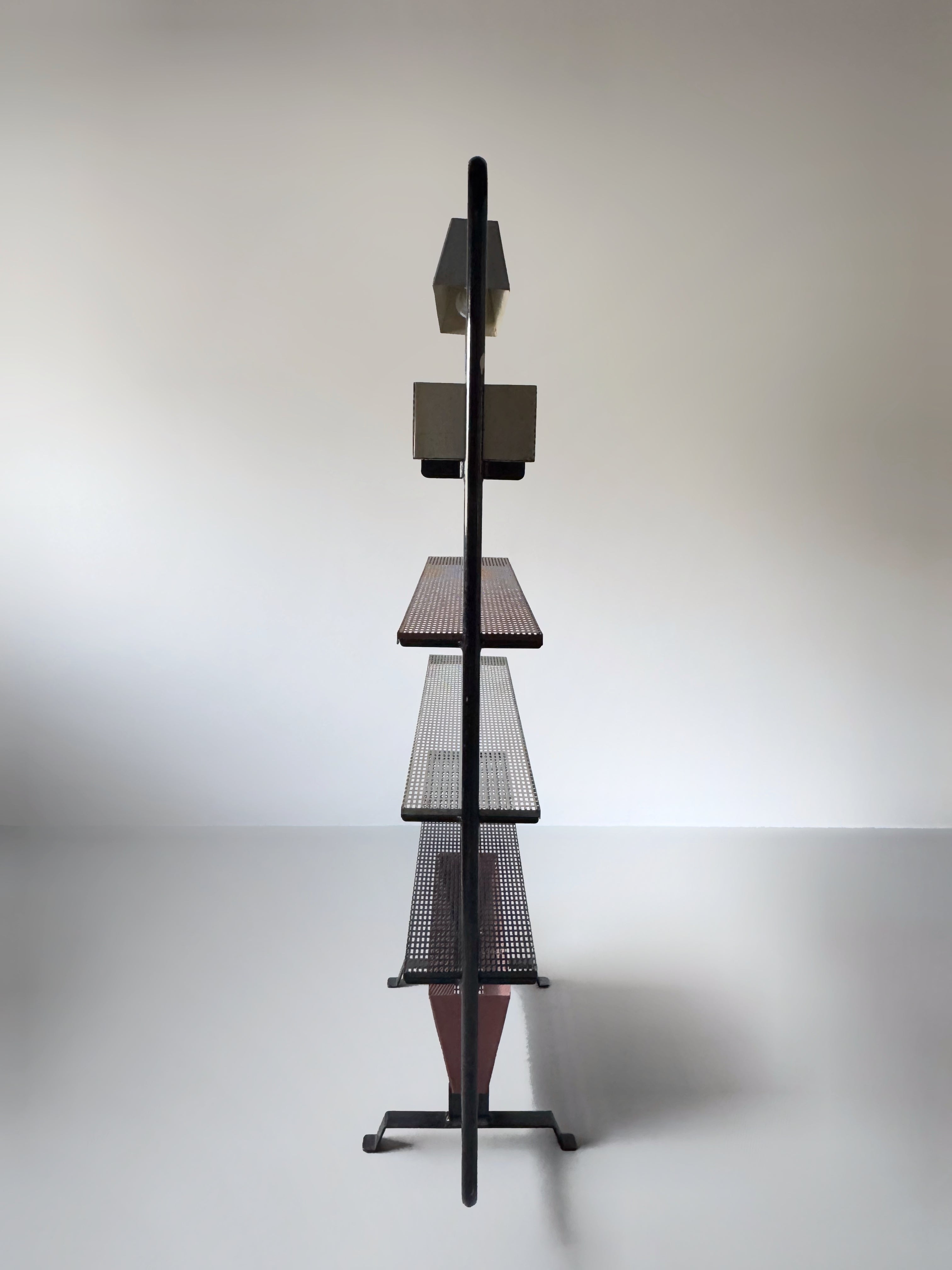 Freestanding Shelving Unit with Lamp 1960s