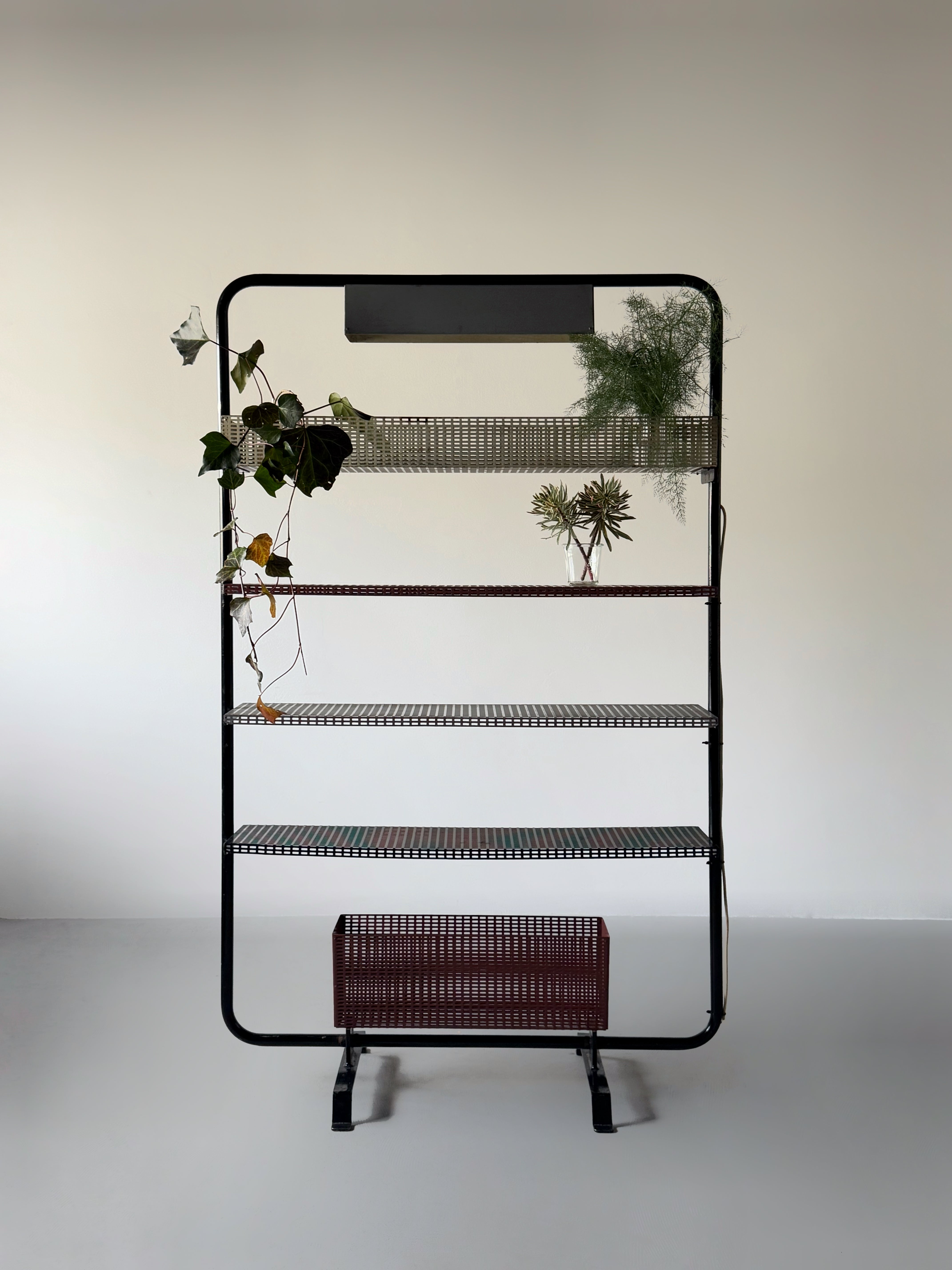 Freestanding Shelving Unit with Lamp 1960s