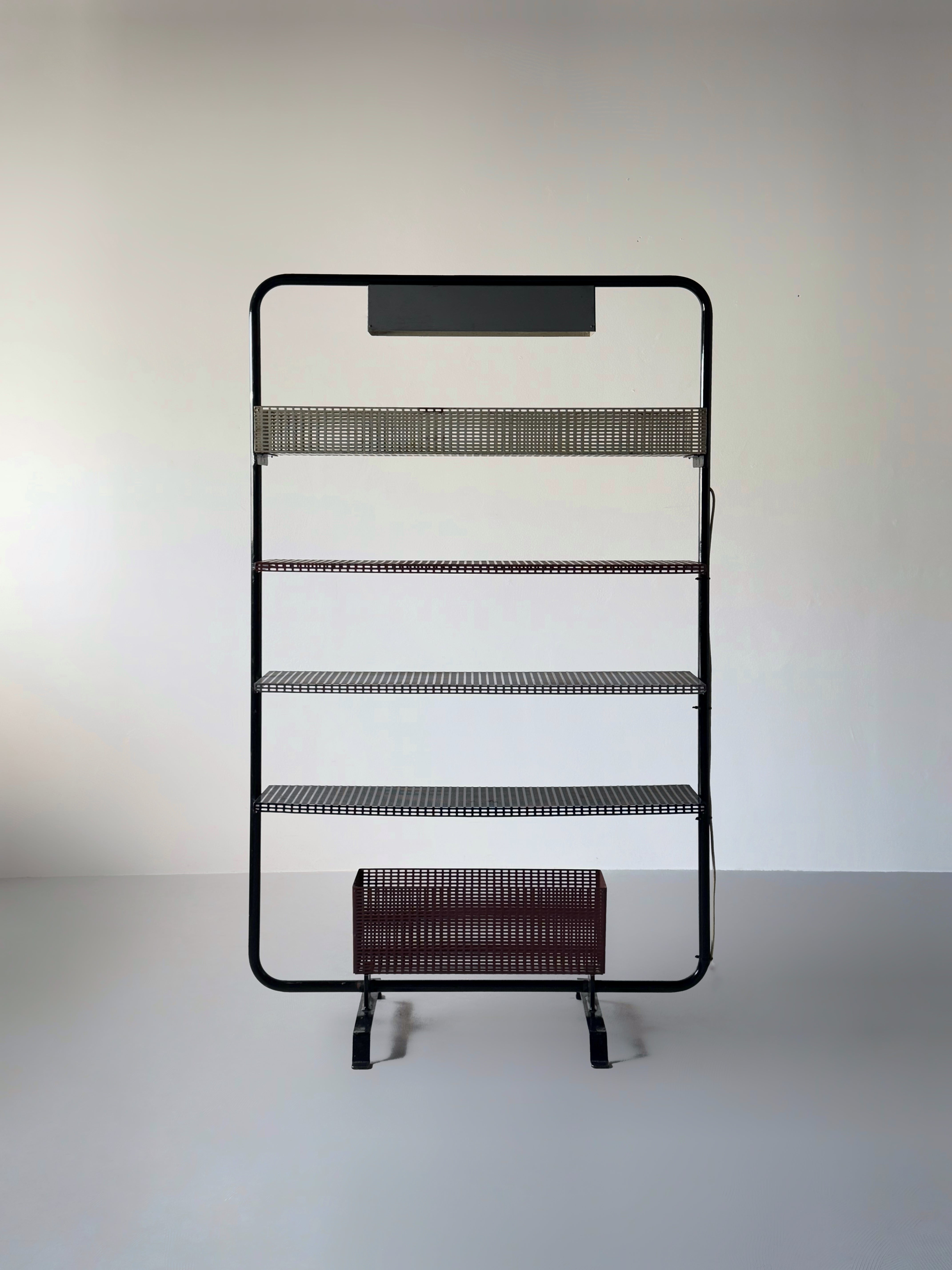 Freestanding Shelving Unit with Lamp 1960s