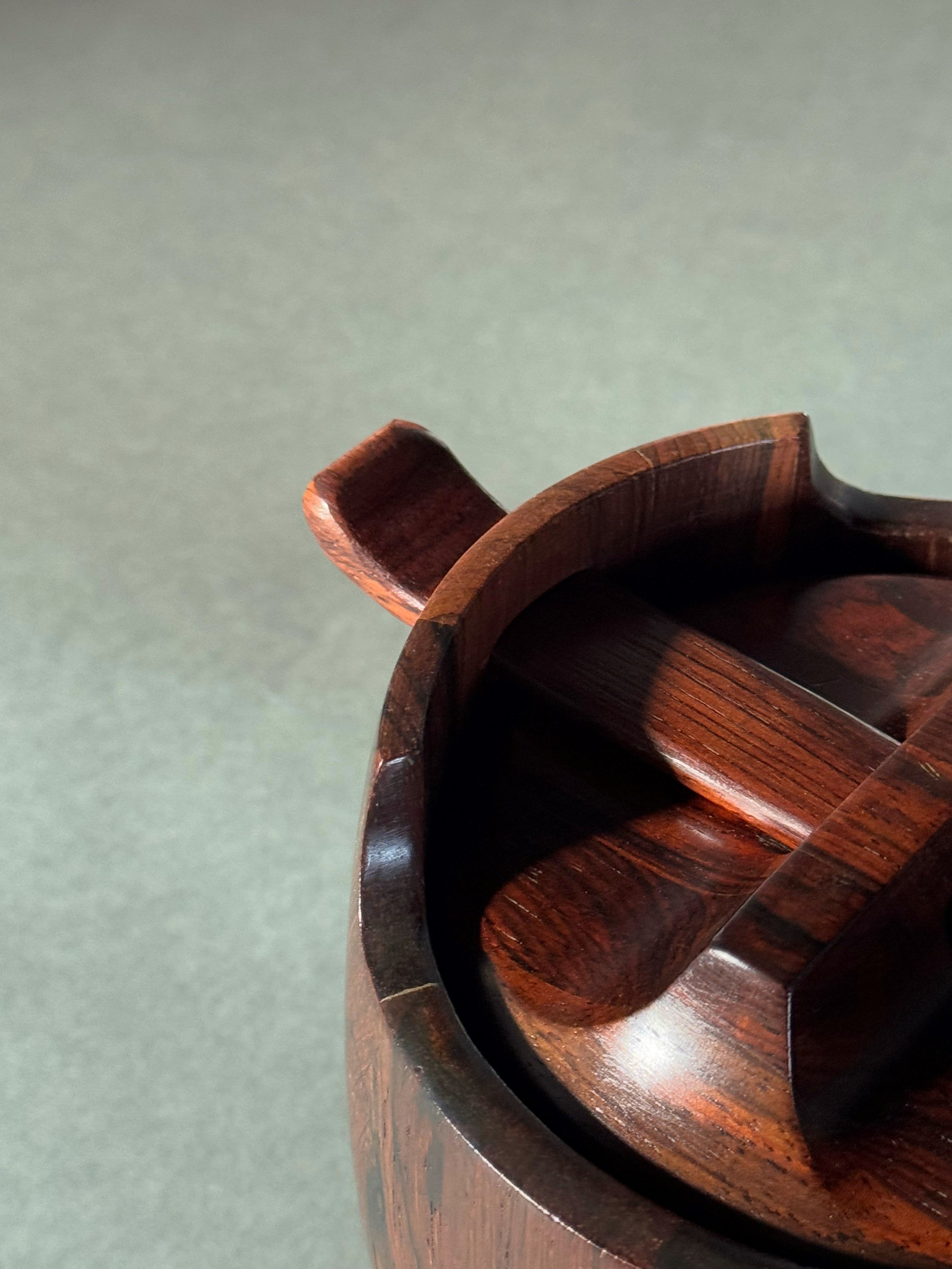 Tobacco Jar in Brazilian Rosewood by Jean Gillon for Wood Art