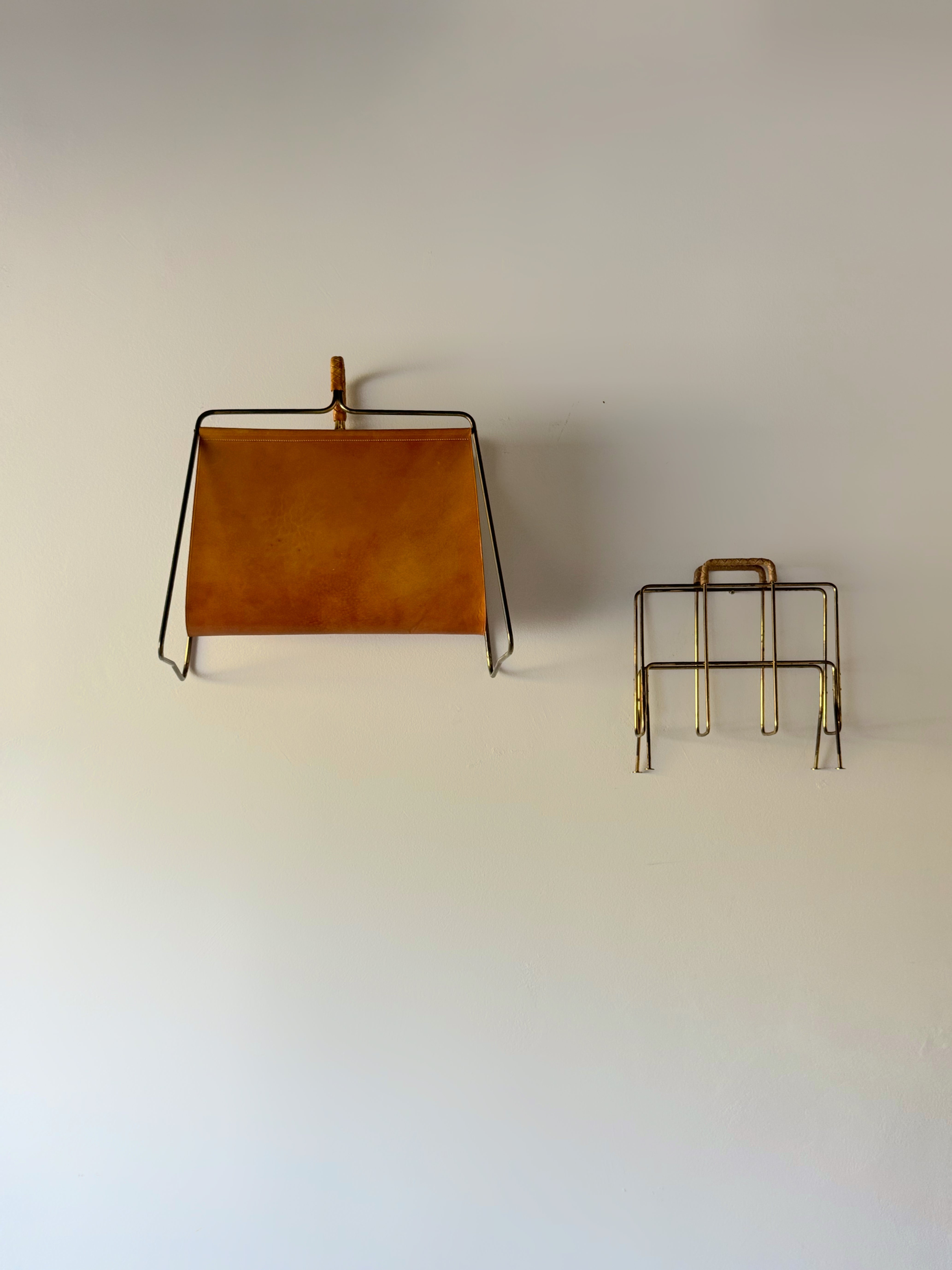 Carl Auböck Magazine Rack Brass & Leather