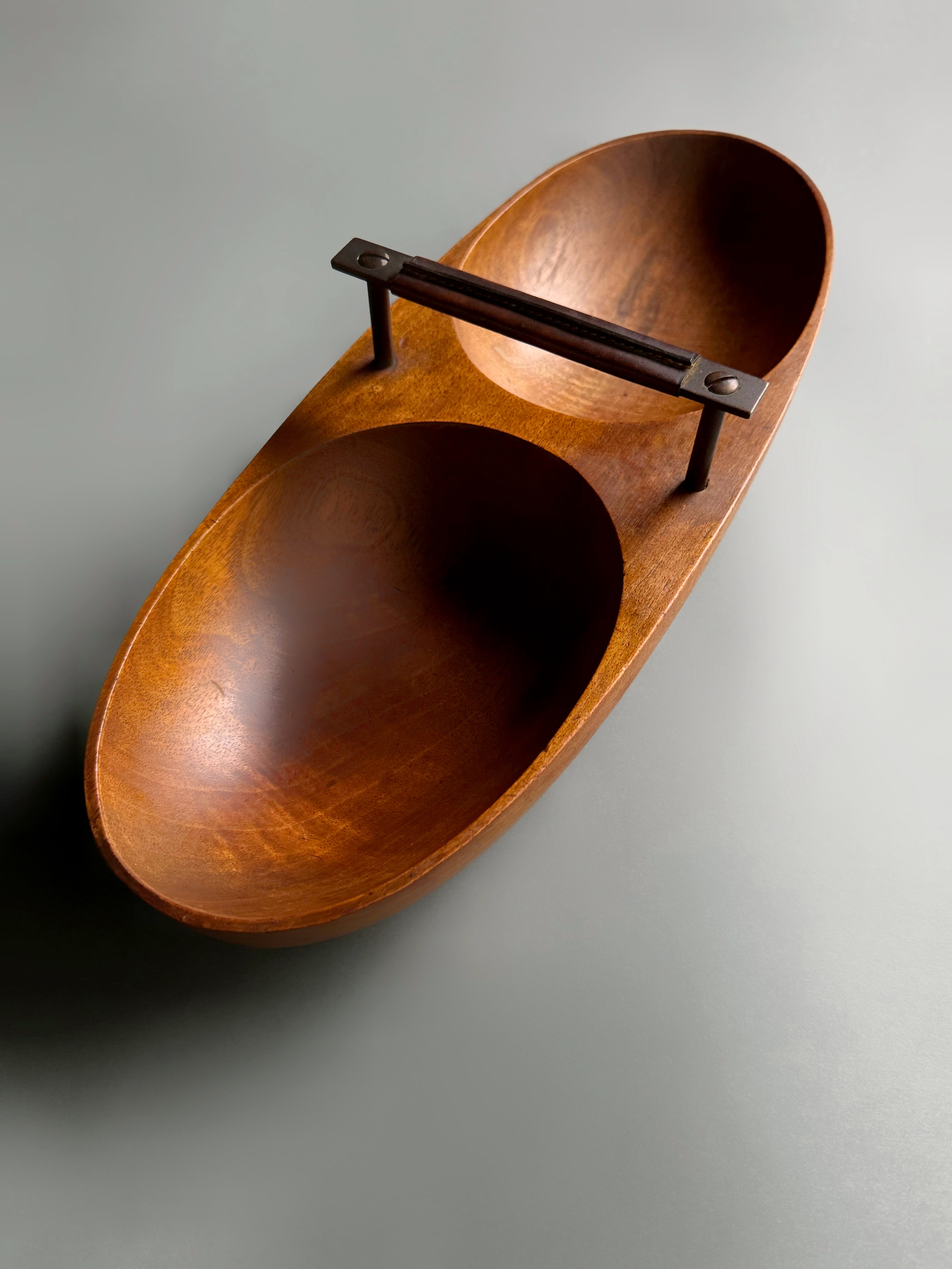 Large Bowl Model 451 and Nutcracker with Leather Handles, 1950s Vienna, Austria