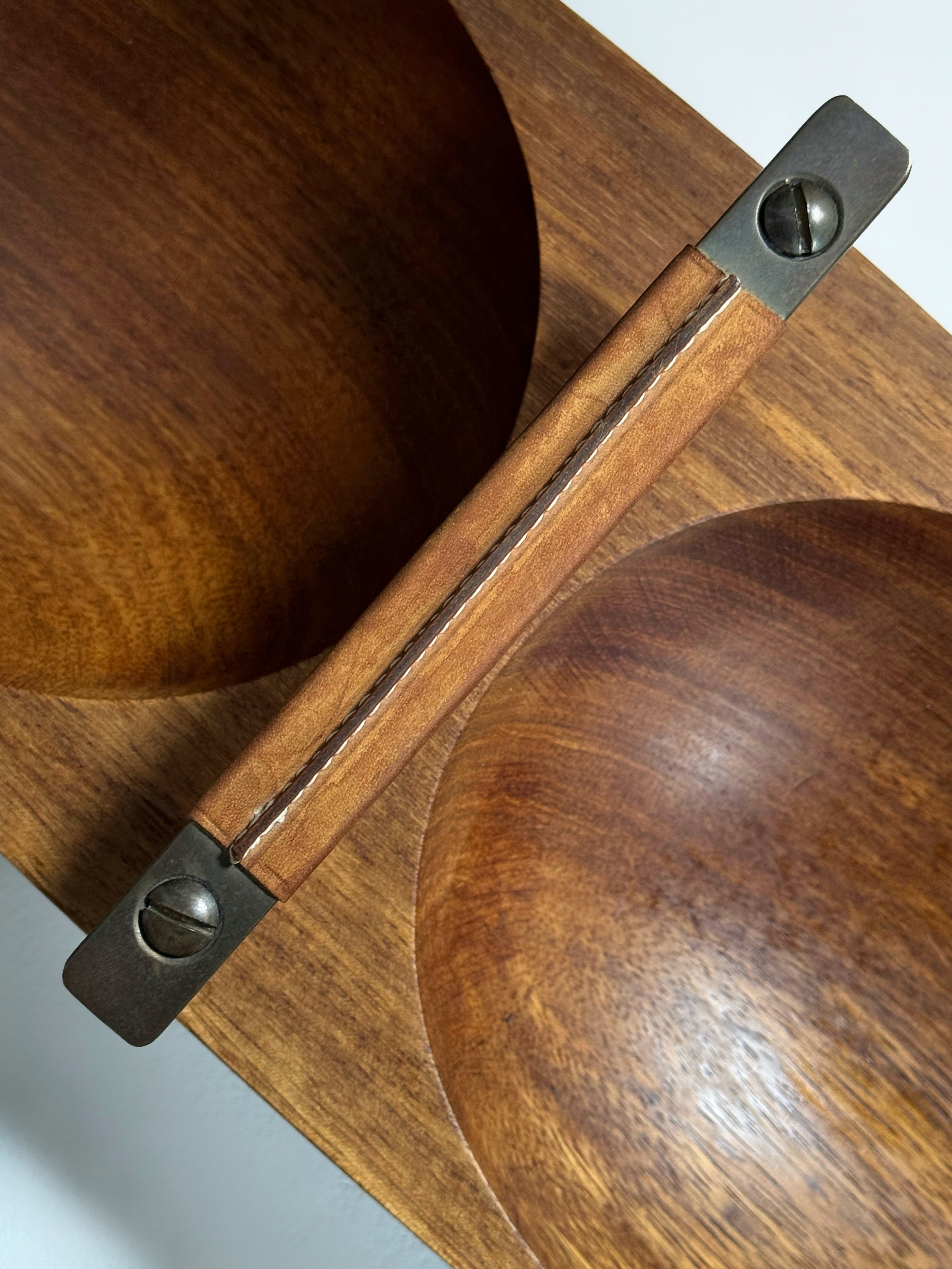 Large Bowl Model 451 and Nutcracker with Leather Handles, 1950s Vienna, Austria