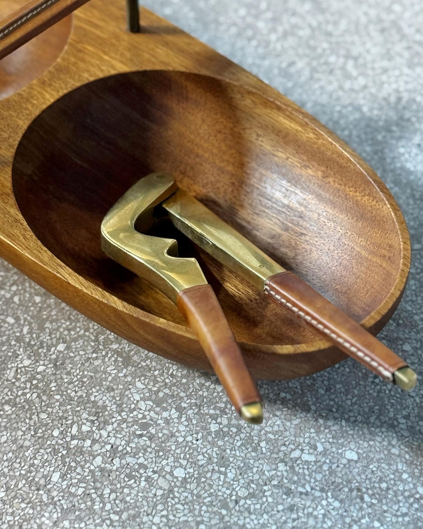Large Bowl Model 451 and Nutcracker with Leather Handles, 1950s Vienna, Austria