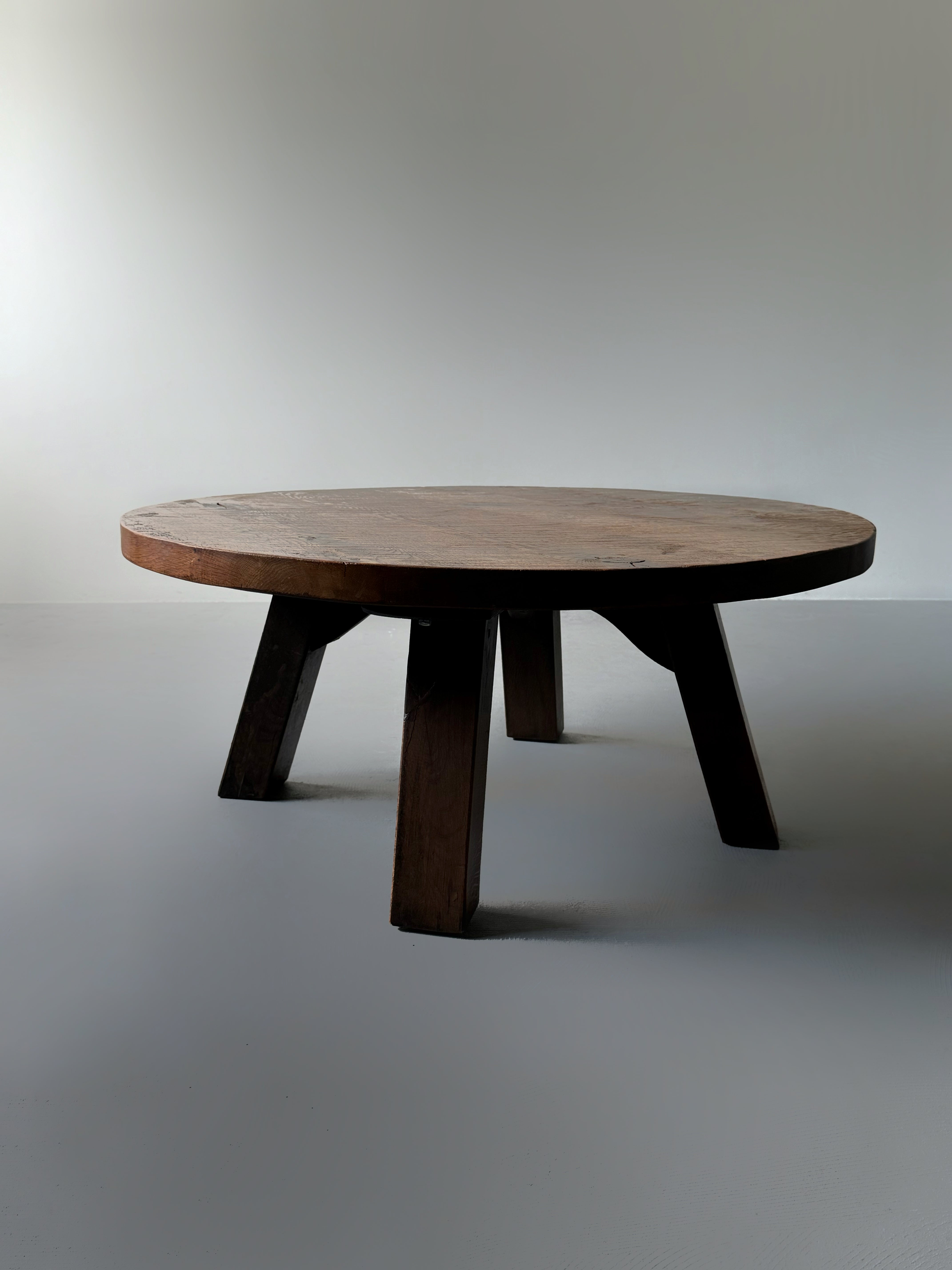 Round Brutalist Coffee Table 1950s