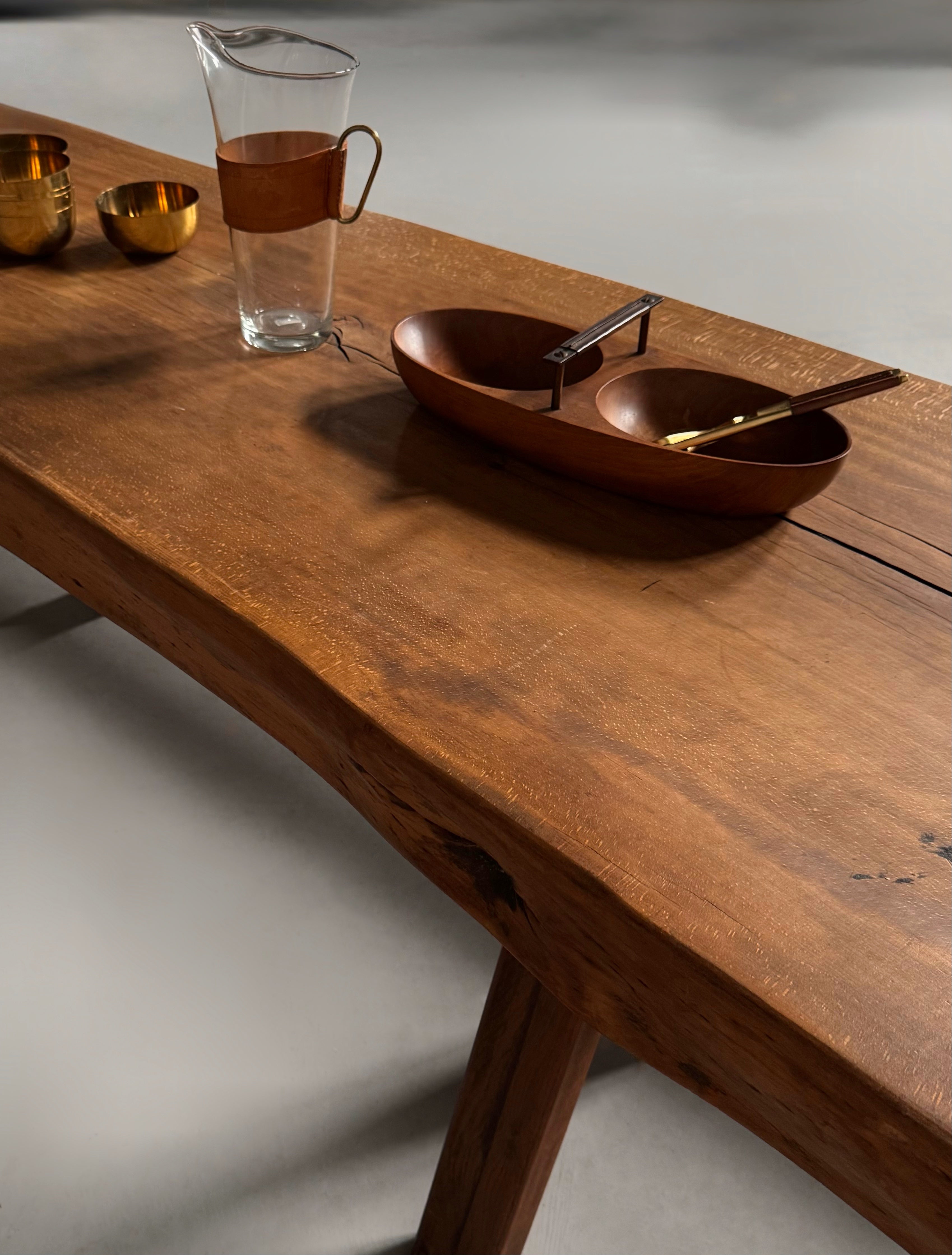 Handmade Oak brutalist table by Mobichalet, Belgium 1960s