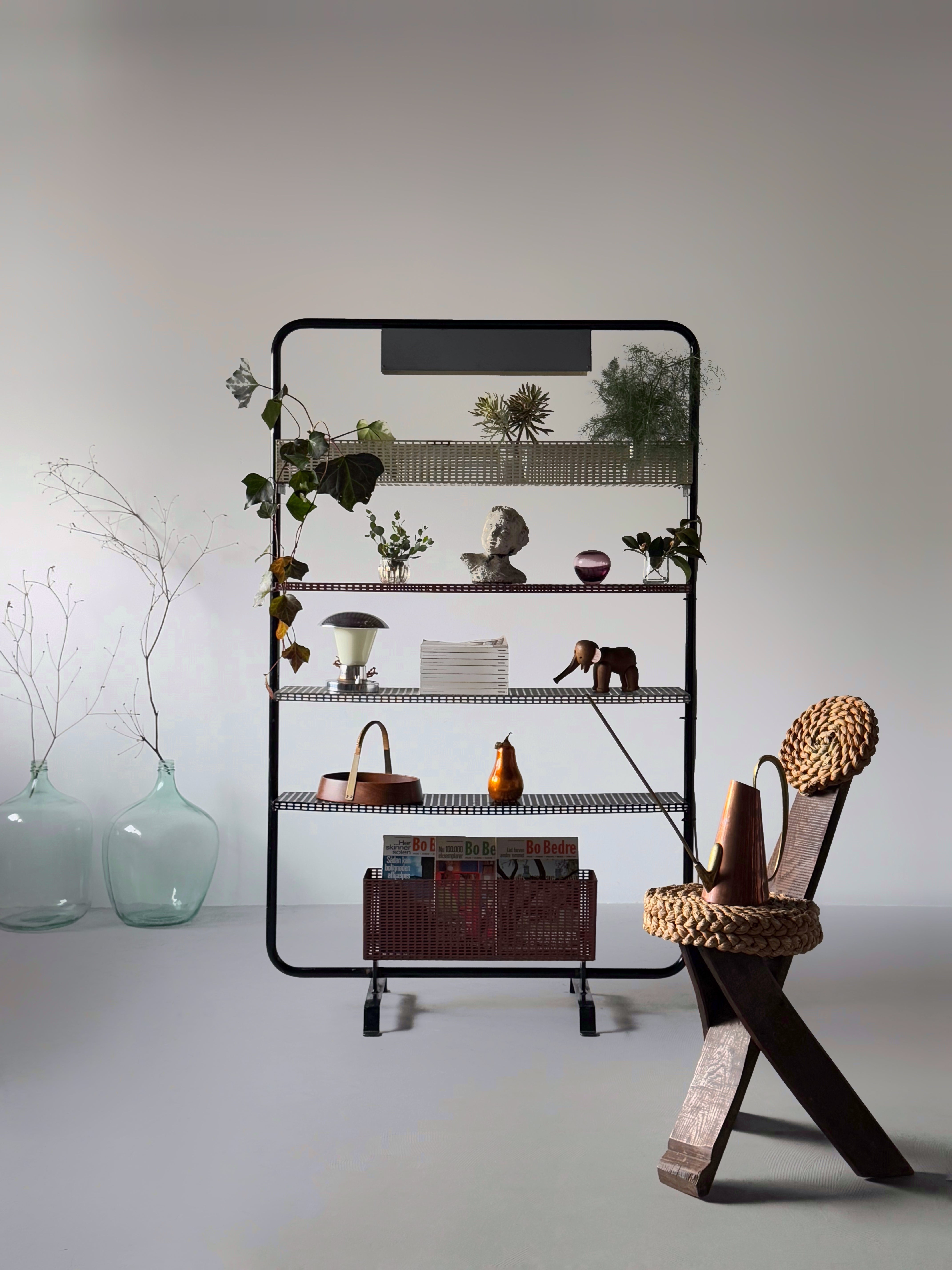 Freestanding Shelving Unit with Lamp 1960s