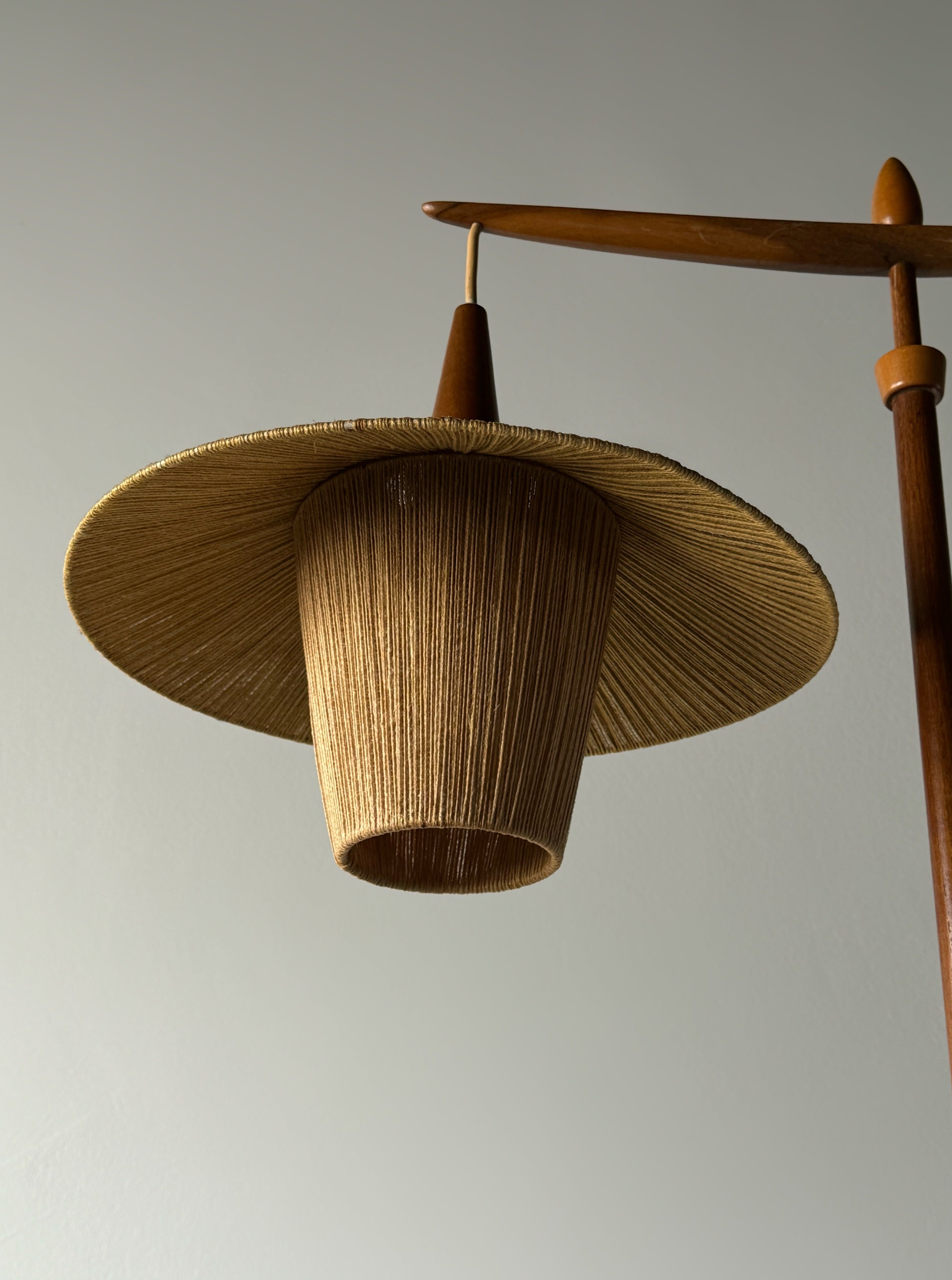 Floor lamp with cord shade manufactured by Temde Leuchten