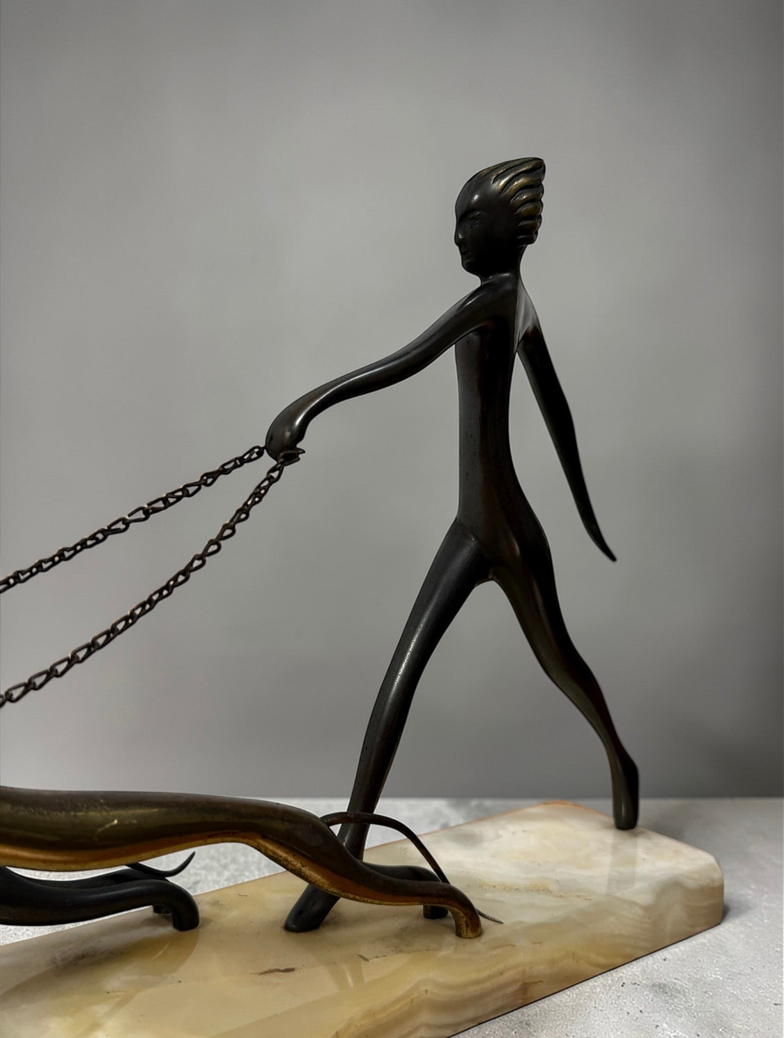 Art Deco Sculpture “Diana with Dogs” by Karl Hagenauer, Austria 1940s
