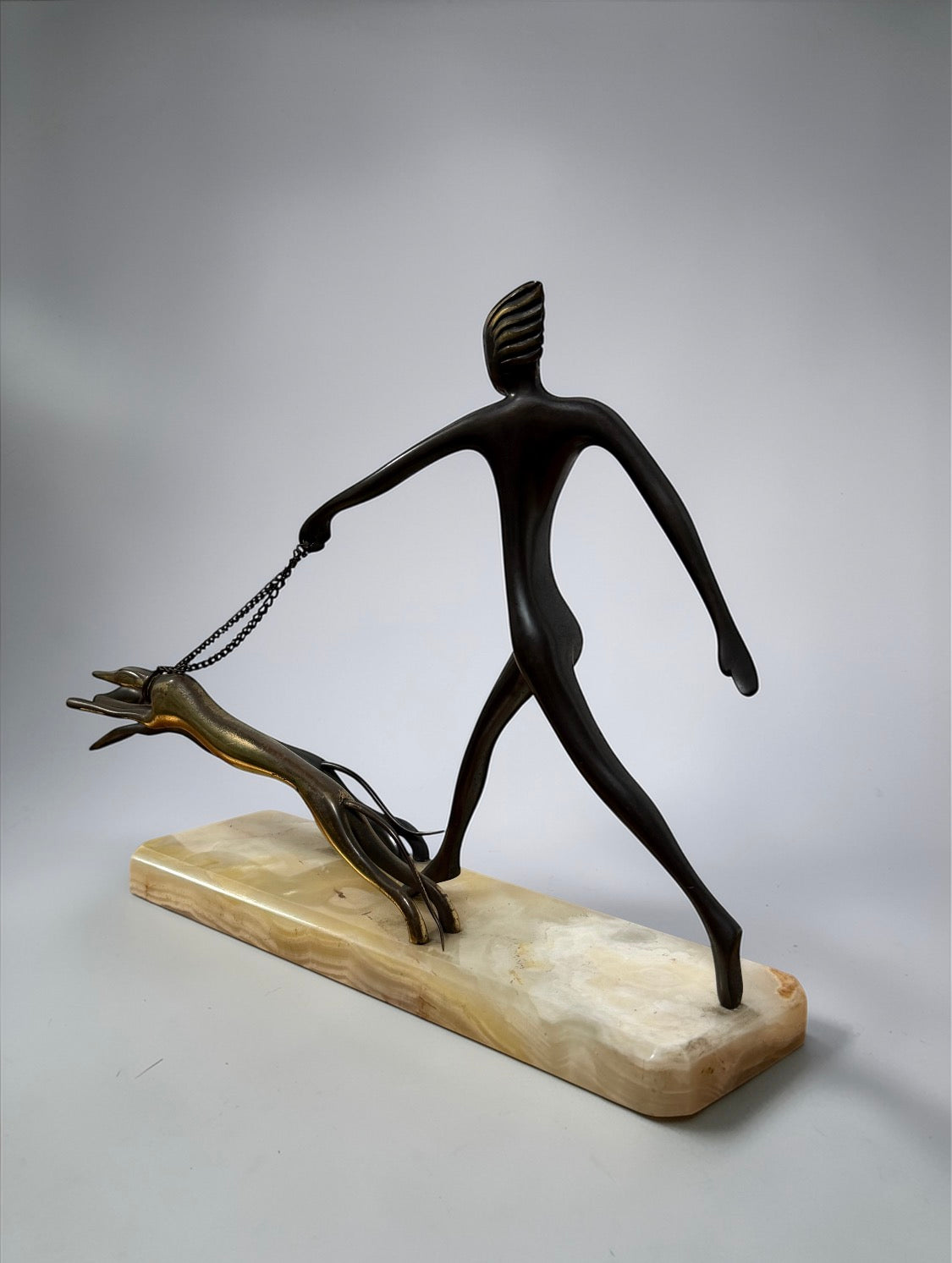 Art Deco Sculpture “Diana with Dogs” by Karl Hagenauer, Austria 1940s