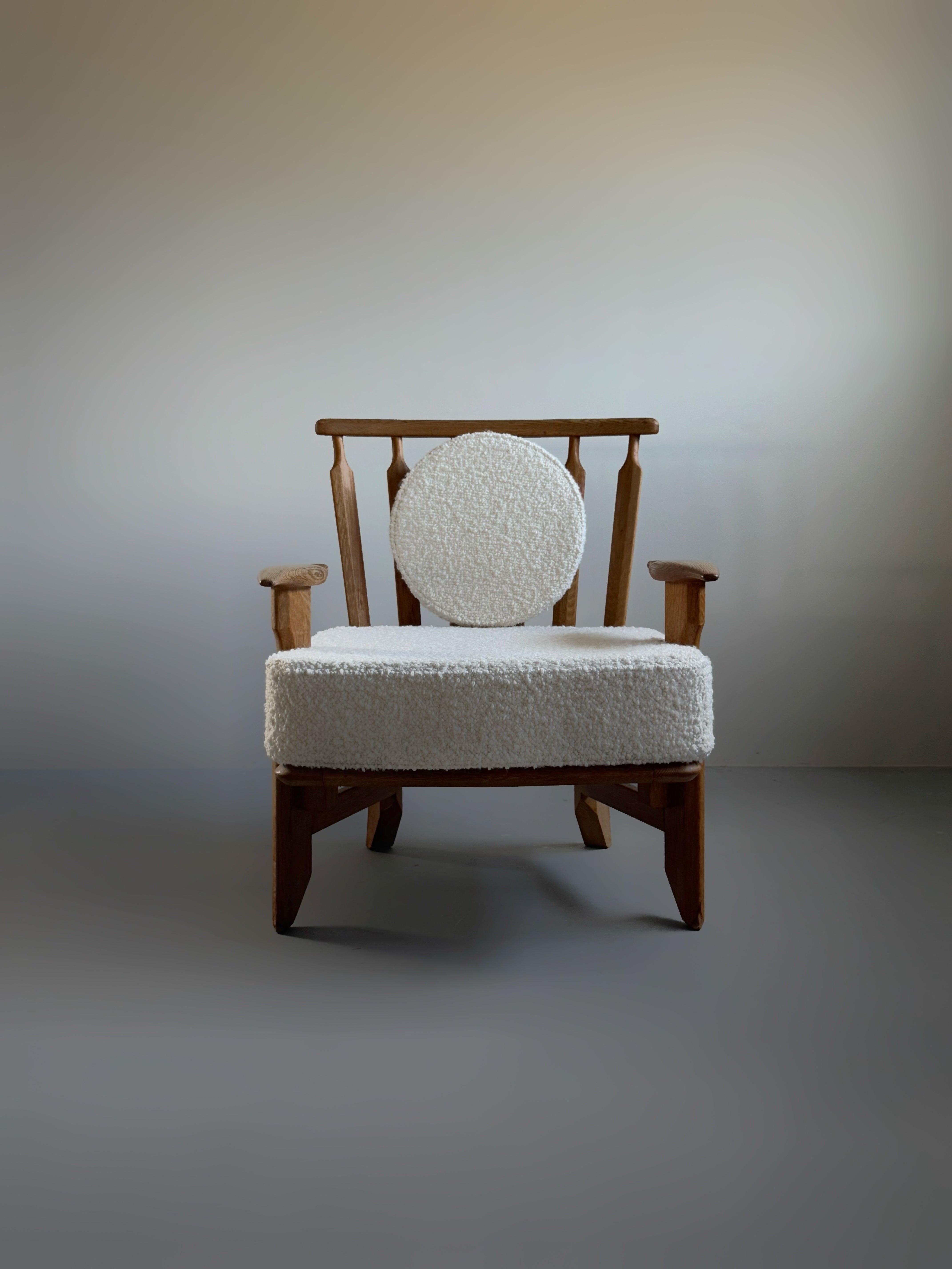 Armchair in oak by Guillerme et Chambron for Votre Maison, France 1960s