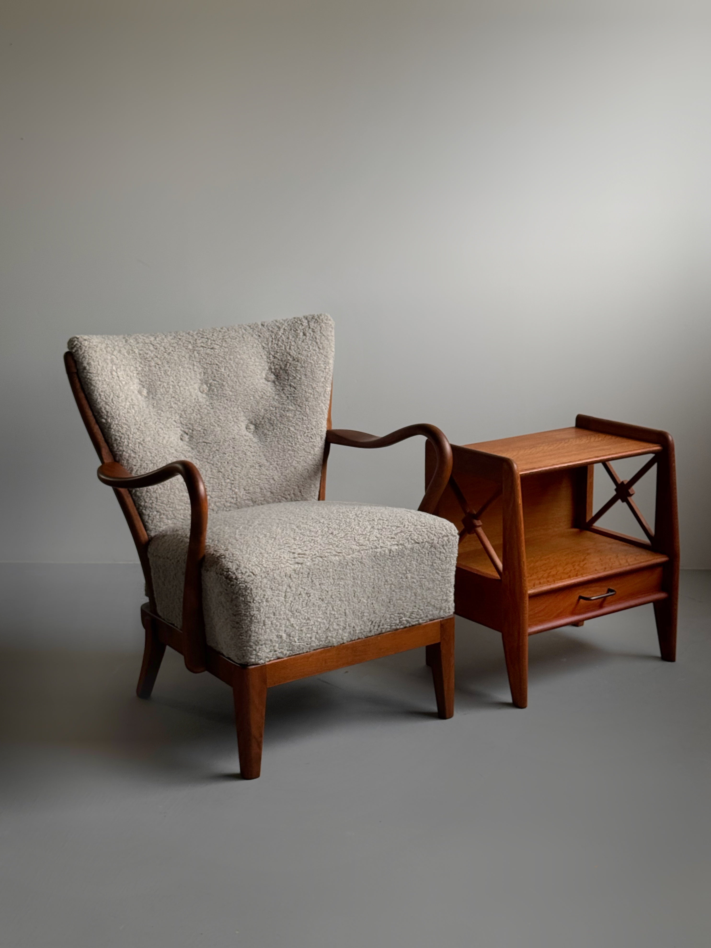 1950's Oak Bed Side Tables by Jacques Adnet