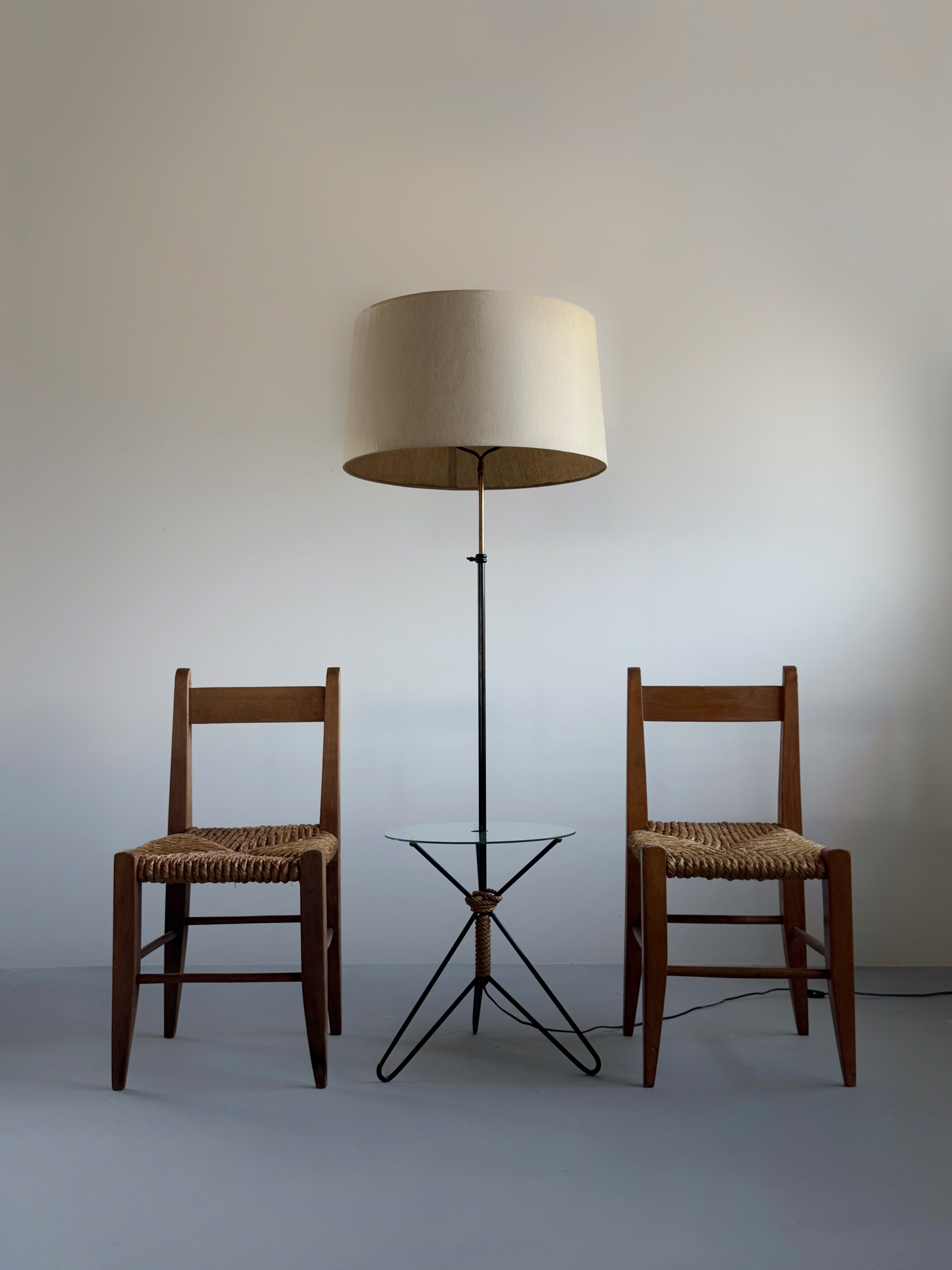 Rustic Wooden Chair with Straw Seat, Poland 1960s