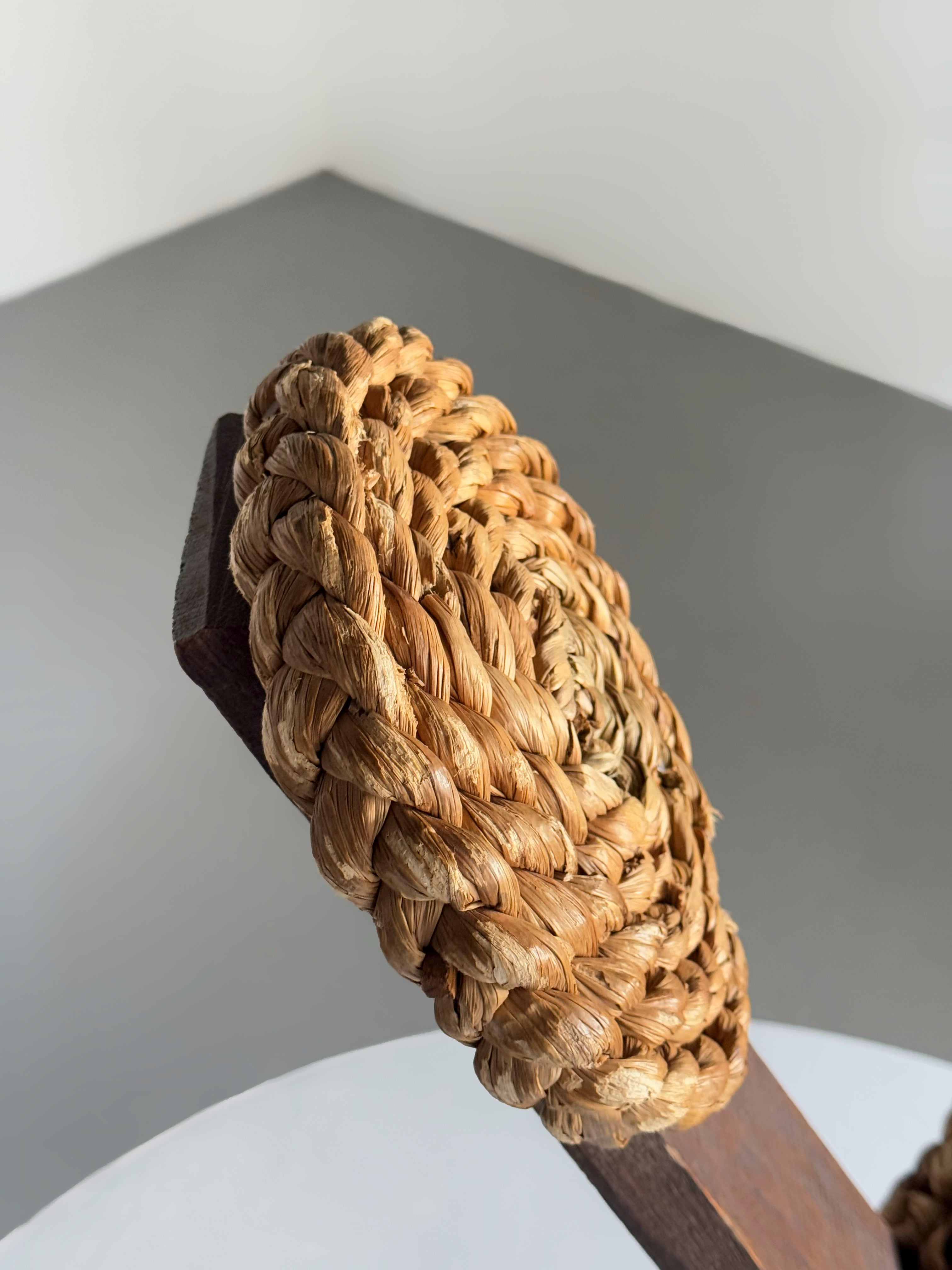 Brutalist rush chair designed by Adrien Audoux and Frida Minet