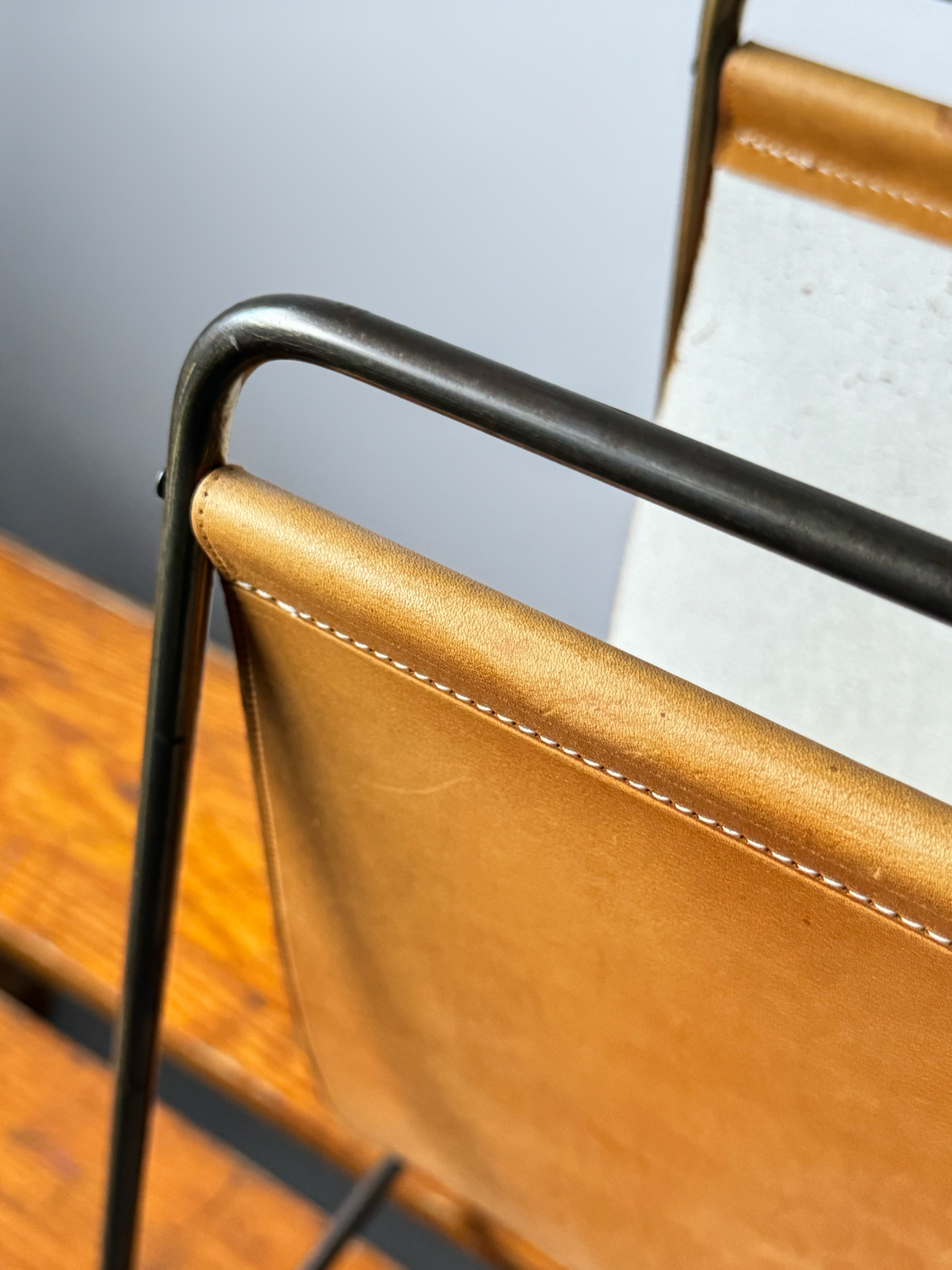 Carl Auböck Magazine Rack Brass & Leather