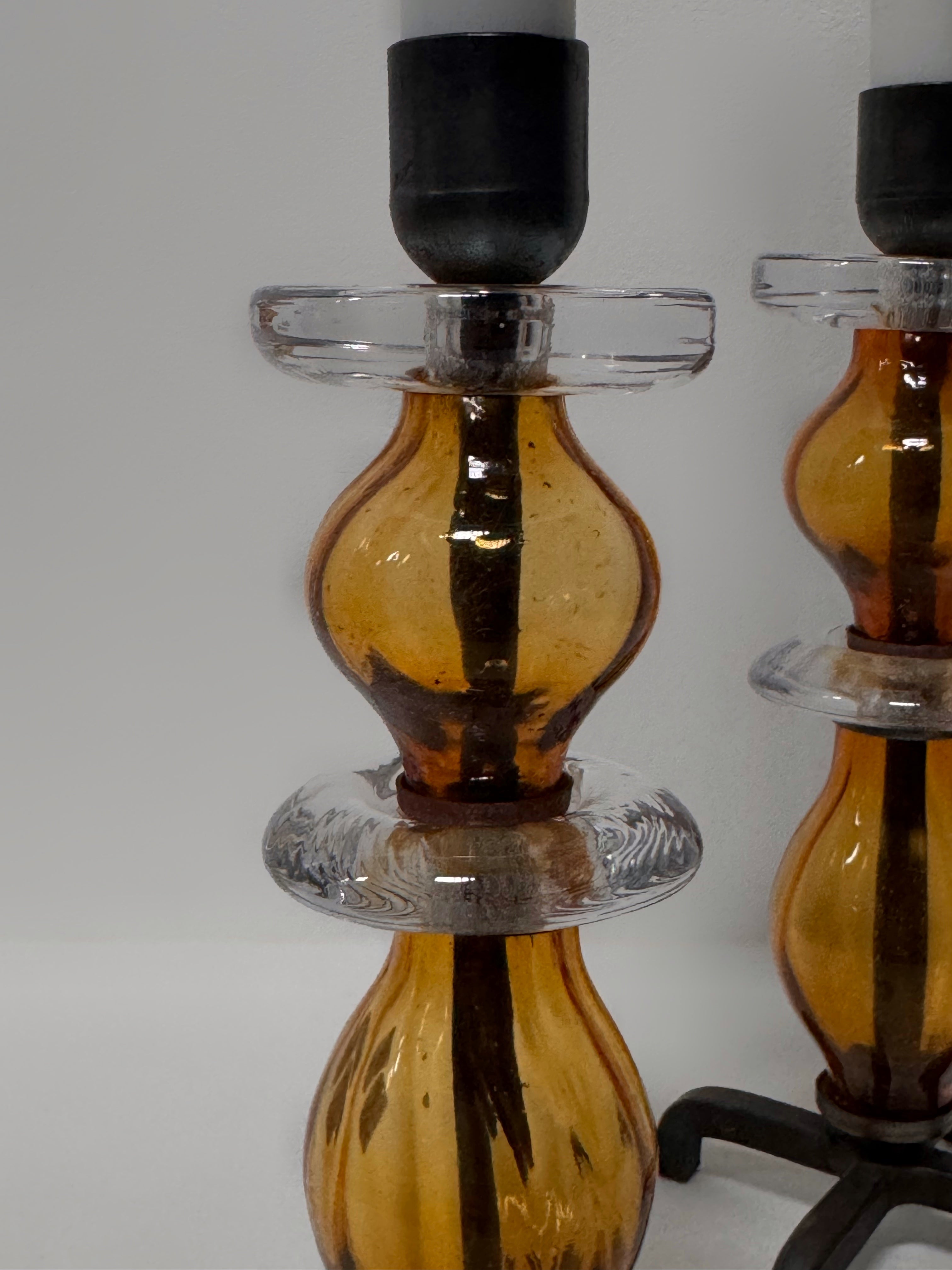 Pair of Candle Holders by Erik Höglund for Kosta Boda, Sweden 1970's