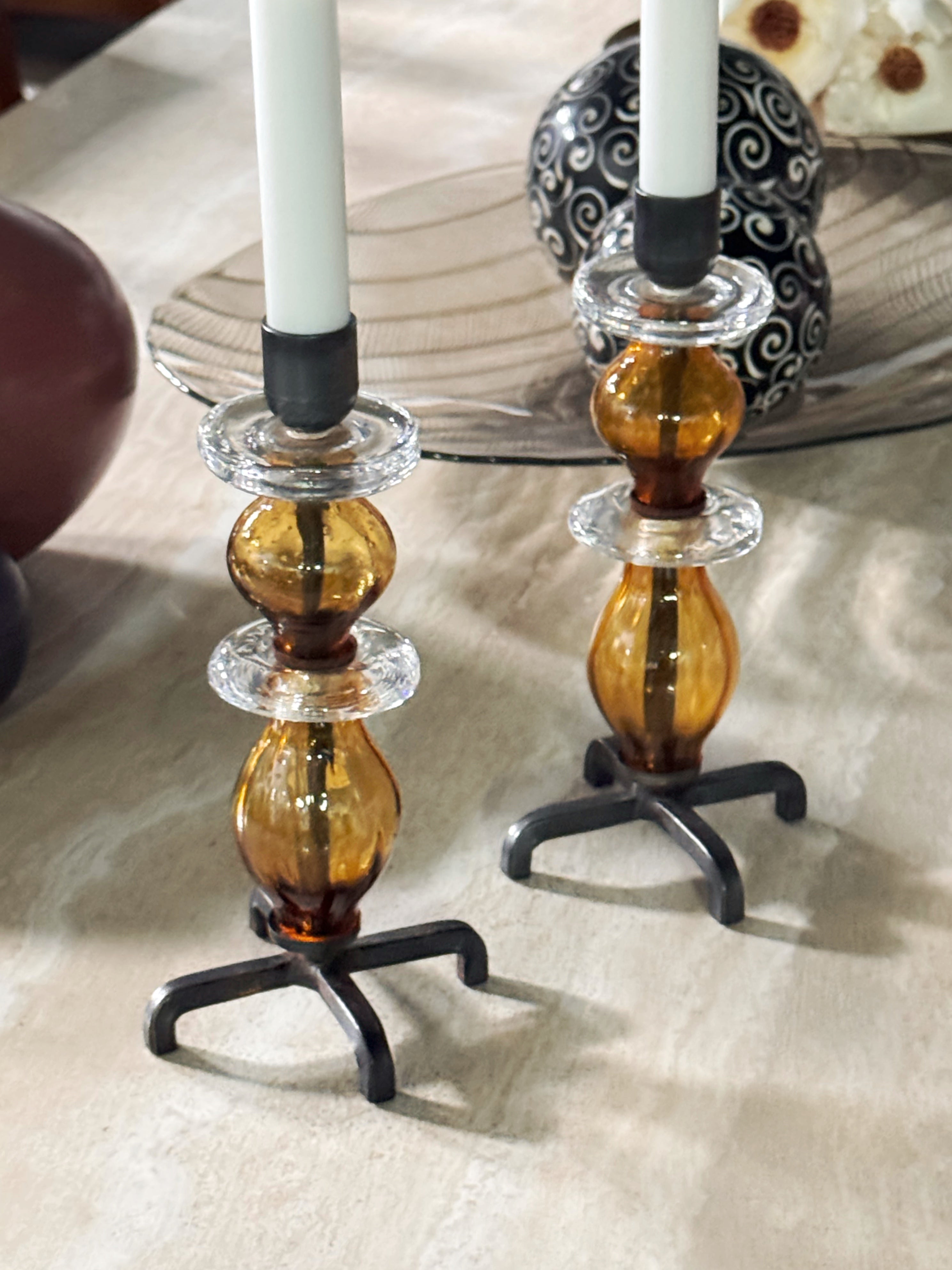 Pair of Candle Holders by Erik Höglund for Kosta Boda, Sweden 1970's